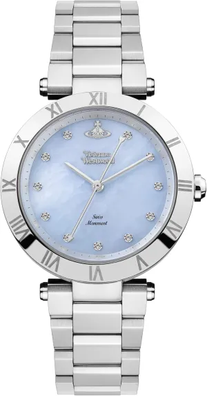 Quartz Watch with Blue resident secular presently quiet Dial & Silver Stainless Steel Bracelet VV206BLSL Vivienne Westwood Montagu Ladies 