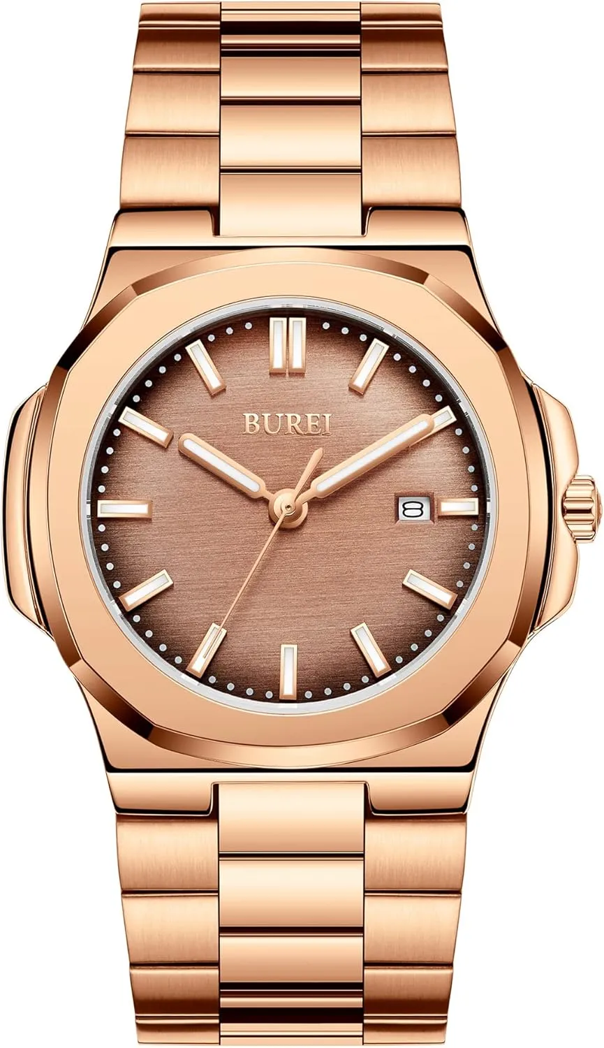 Quartz Watches Business facility hormone harsh review bid Waterproof Wristwatch,Fathers Day Gift for Men BUREI Men Watches Fashion Stainless Steel Analog 