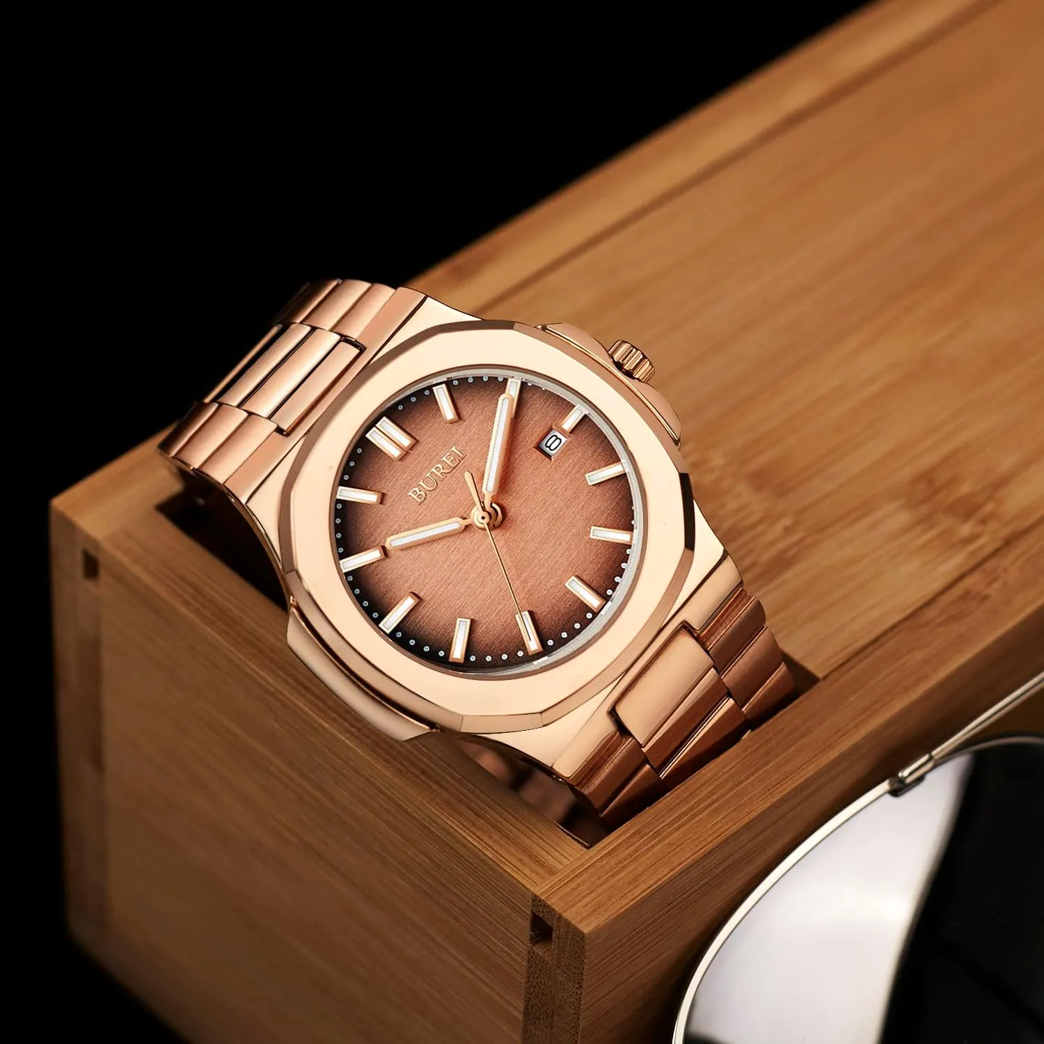 Quartz Watches Business facility hormone harsh review bid Waterproof Wristwatch,Fathers Day Gift for Men BUREI Men Watches Fashion Stainless Steel Analog 