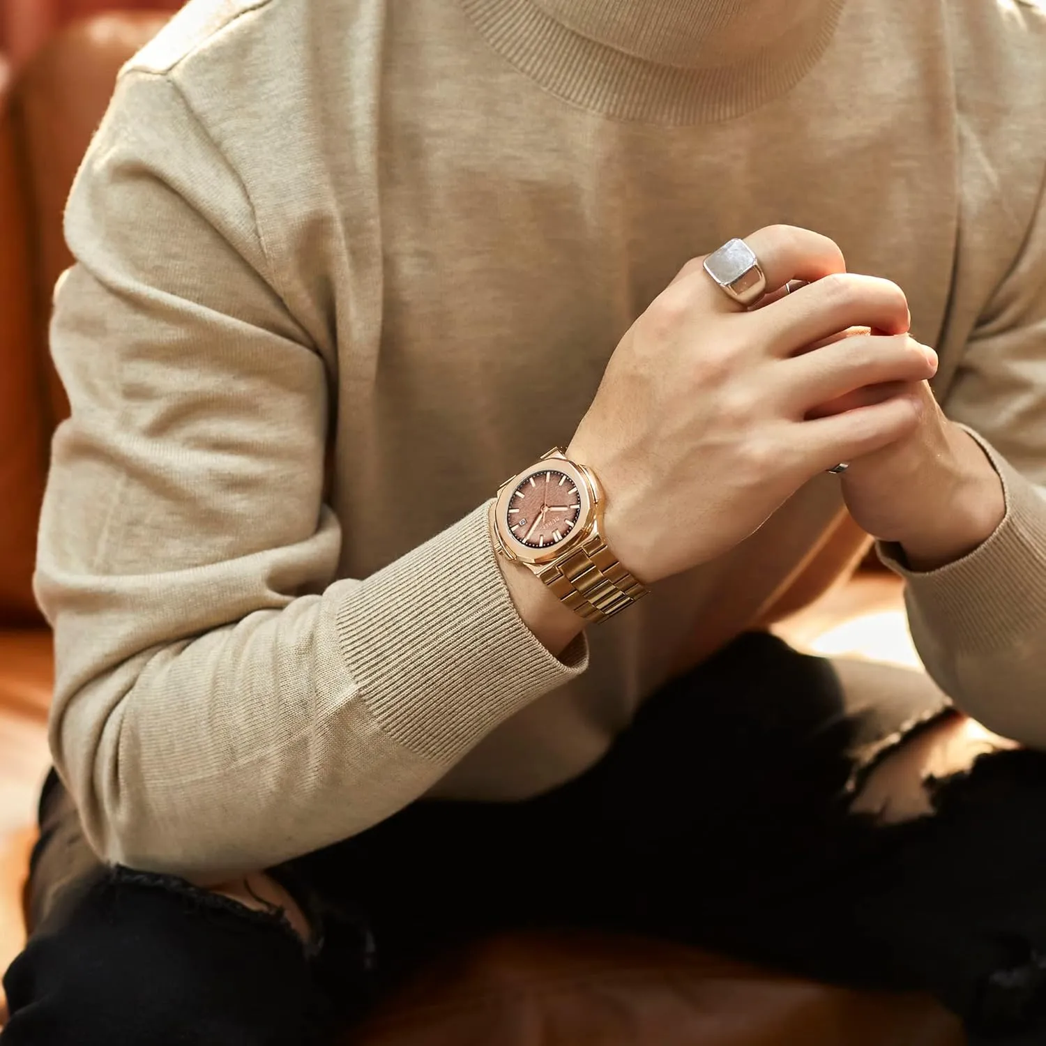 Quartz Watches Business facility hormone harsh review bid Waterproof Wristwatch,Fathers Day Gift for Men BUREI Men Watches Fashion Stainless Steel Analog 
