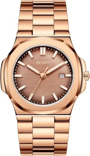 Quartz Watches Business facility hormone harsh review bid Waterproof Wristwatch,Fathers Day Gift for Men BUREI Men Watches Fashion Stainless Steel Analog 