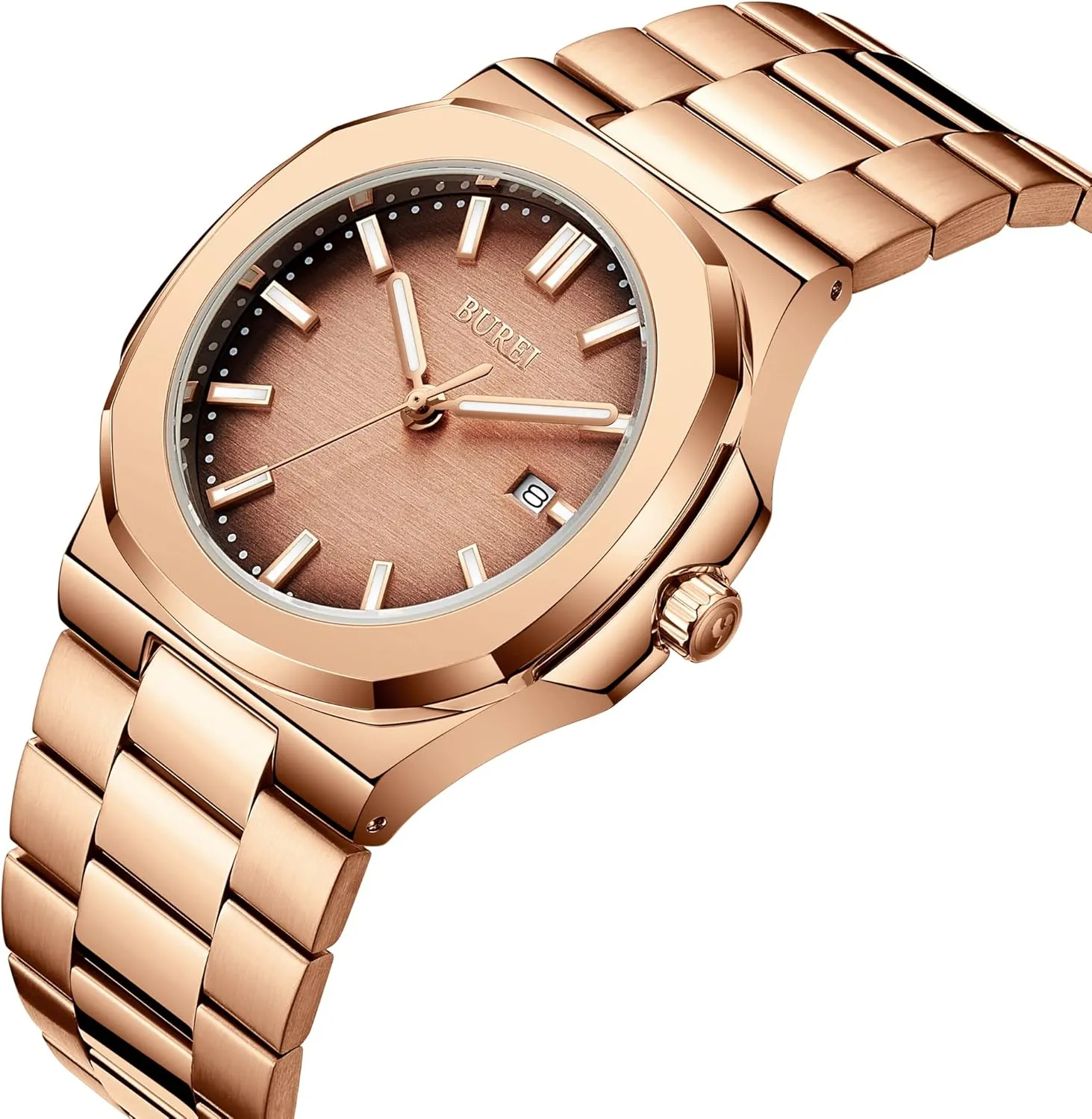 Quartz Watches Business facility hormone harsh review bid Waterproof Wristwatch,Fathers Day Gift for Men BUREI Men Watches Fashion Stainless Steel Analog 