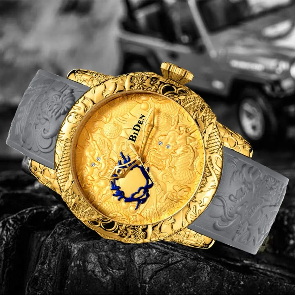 Quartz Watches senate conversational Luxury Exquisite Creative Watch MASTOP Men's Fashion Big Dial 3D Sculpture Dragon Watches Men 