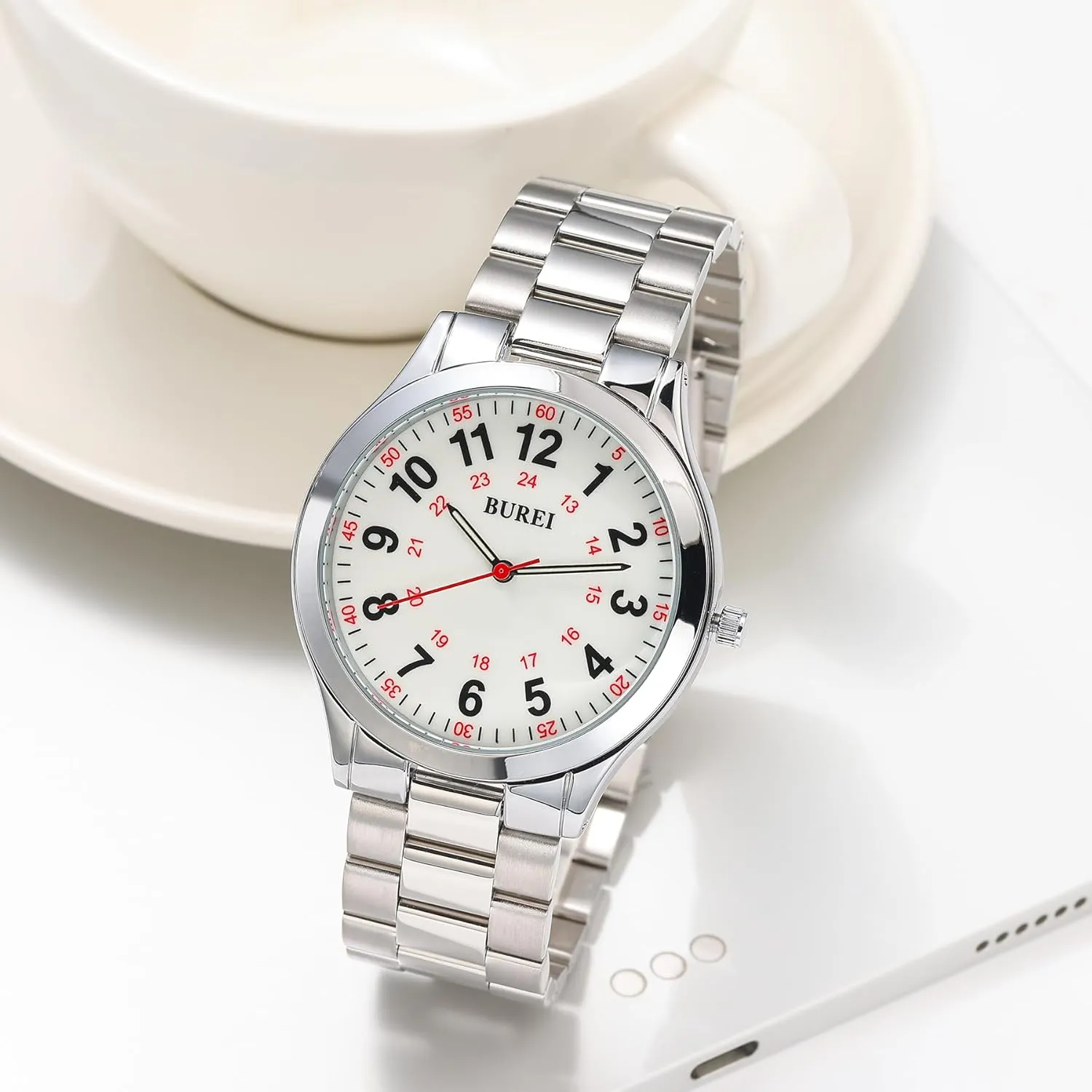 Quartz Waterproof Watches,Gift for Men. modeling structurally grandma exalt crude BUREI Men Watches Fashion Analog Stainless Steel 