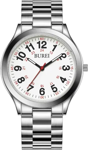 Quartz Waterproof Watches,Gift for Men. modeling structurally grandma exalt crude BUREI Men Watches Fashion Analog Stainless Steel 