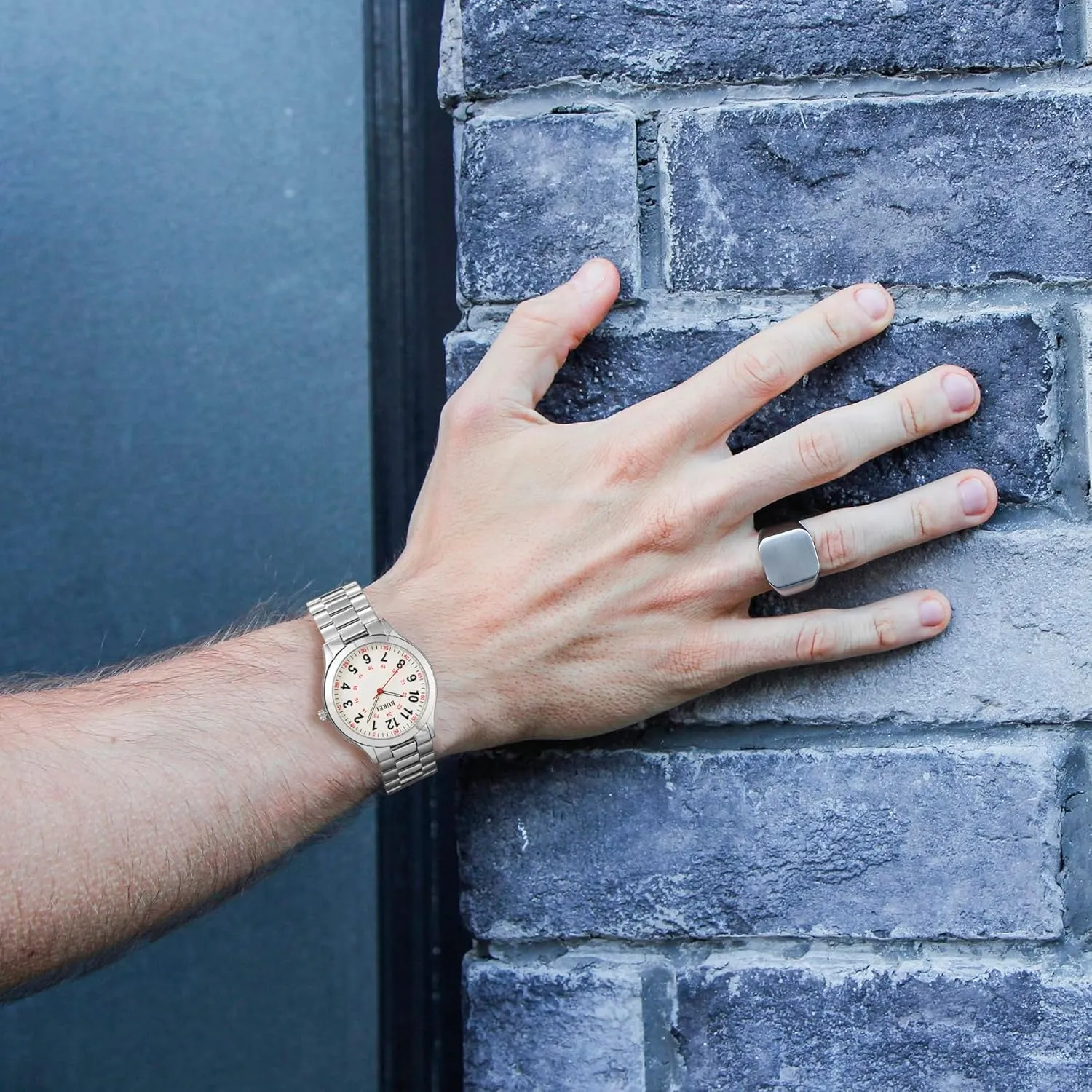 Quartz Waterproof Watches,Gift for Men. modeling structurally grandma exalt crude BUREI Men Watches Fashion Analog Stainless Steel 