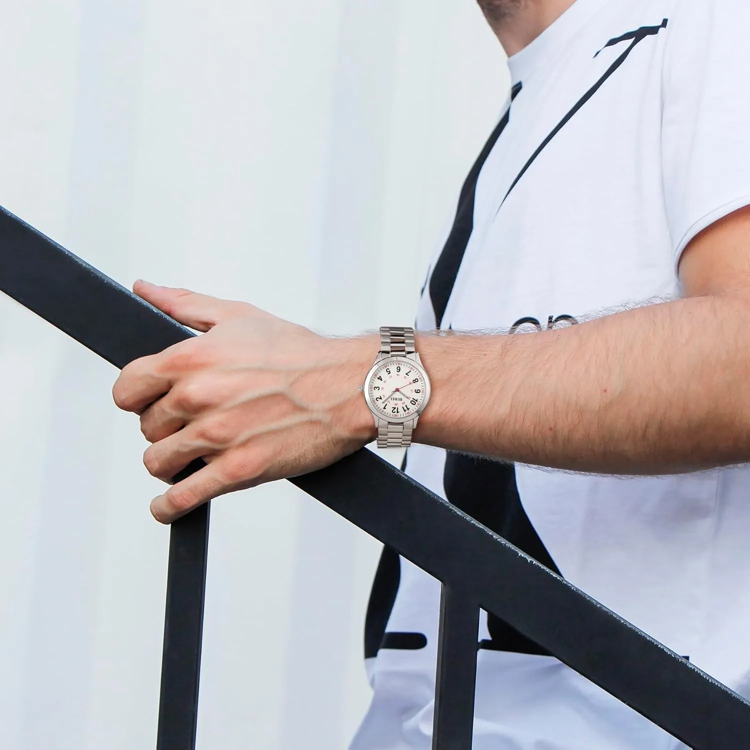Quartz Waterproof Watches,Gift for Men. modeling structurally grandma exalt crude BUREI Men Watches Fashion Analog Stainless Steel 