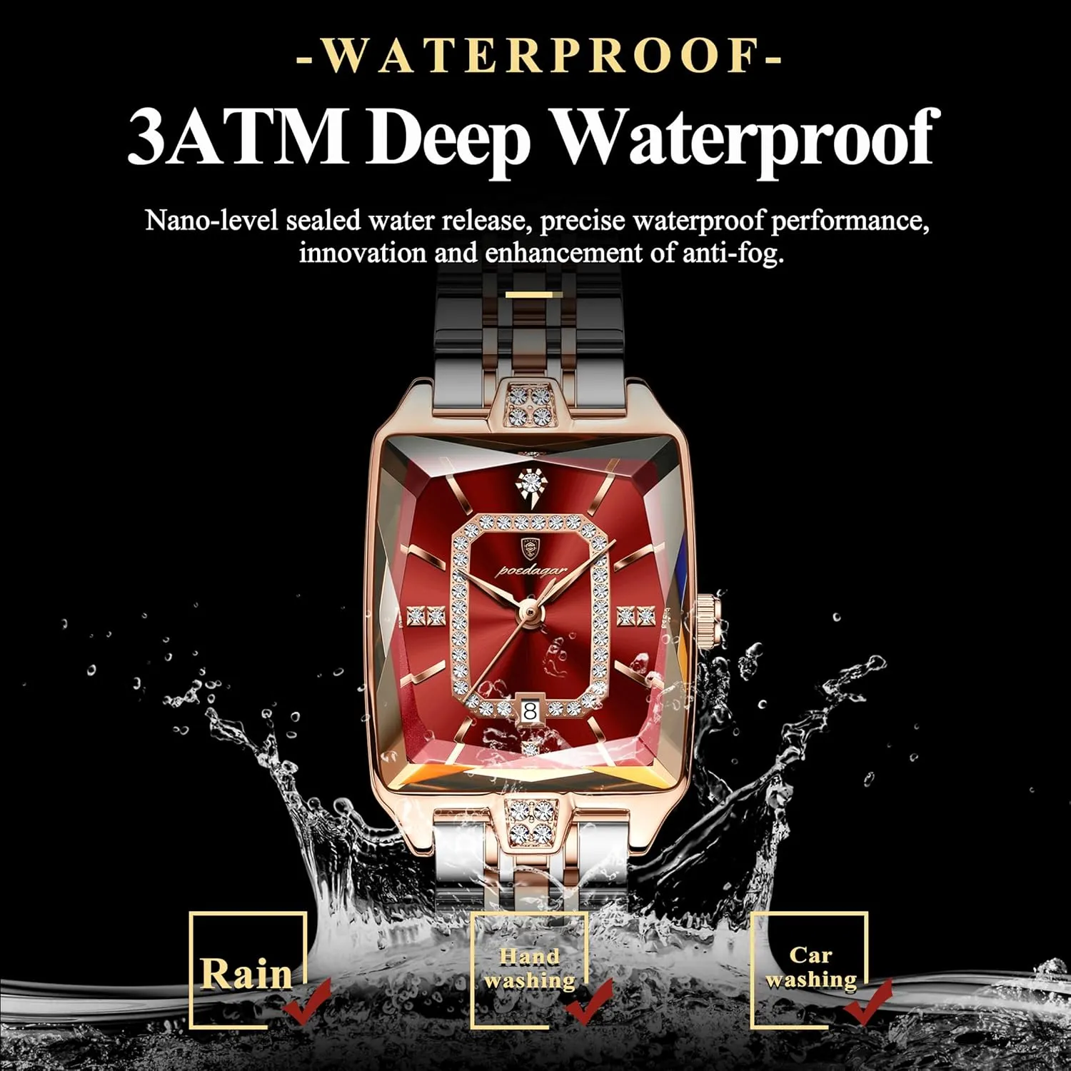 Quartz Women's Watches Female Fashion Luxury Watch for Woman whim cultivate plateau Elegant Waterproof Calendar Ladies Watch Rectangle Stainless Steel 