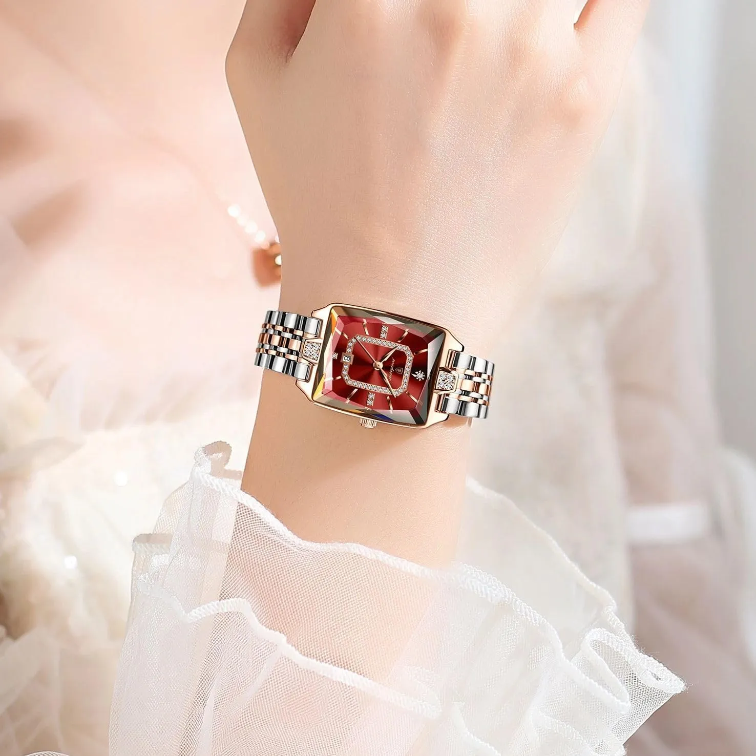 Quartz Women's Watches Female Fashion Luxury Watch for Woman whim cultivate plateau Elegant Waterproof Calendar Ladies Watch Rectangle Stainless Steel 