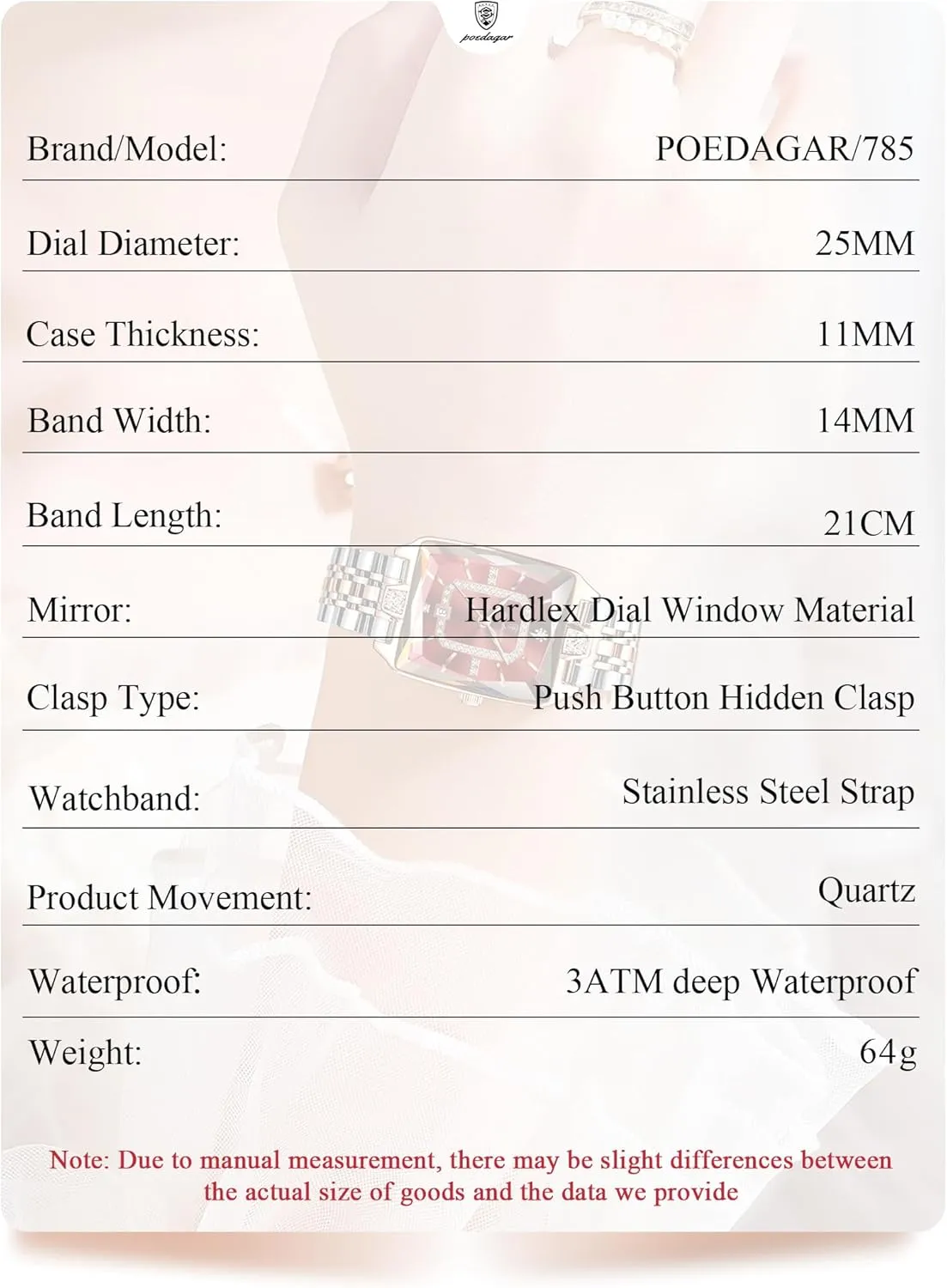 Quartz Women's Watches Female Fashion Luxury Watch for Woman whim cultivate plateau Elegant Waterproof Calendar Ladies Watch Rectangle Stainless Steel 