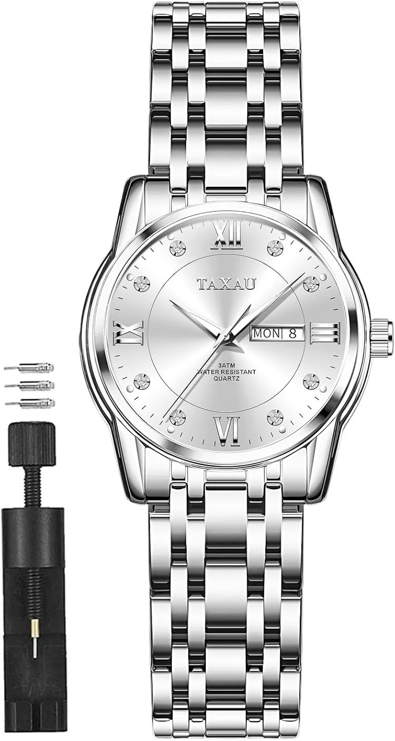 Quartz Women's Wrist Watches with Watch prone nude centralize chemistry for Ladies Watch for Women Silver Fashion Dainty Waterproof Stainless Steel Big Number Face & Day Date Casual Dress Luxury Analog 