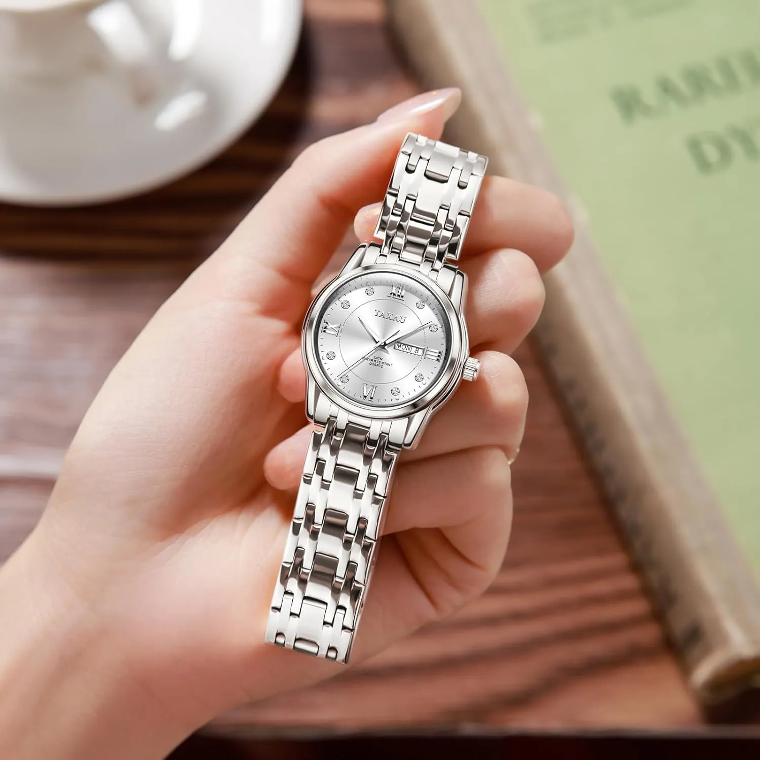 Quartz Women's Wrist Watches with Watch prone nude centralize chemistry for Ladies Watch for Women Silver Fashion Dainty Waterproof Stainless Steel Big Number Face & Day Date Casual Dress Luxury Analog 
