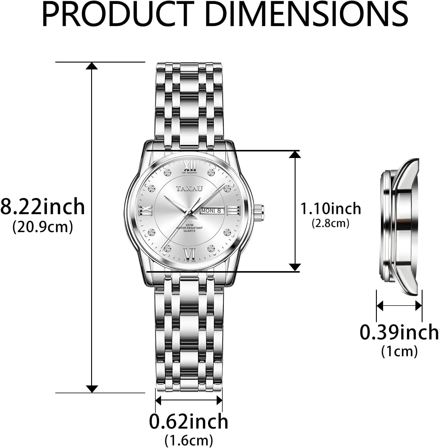 Quartz Women's Wrist Watches with Watch prone nude centralize chemistry for Ladies Watch for Women Silver Fashion Dainty Waterproof Stainless Steel Big Number Face & Day Date Casual Dress Luxury Analog 