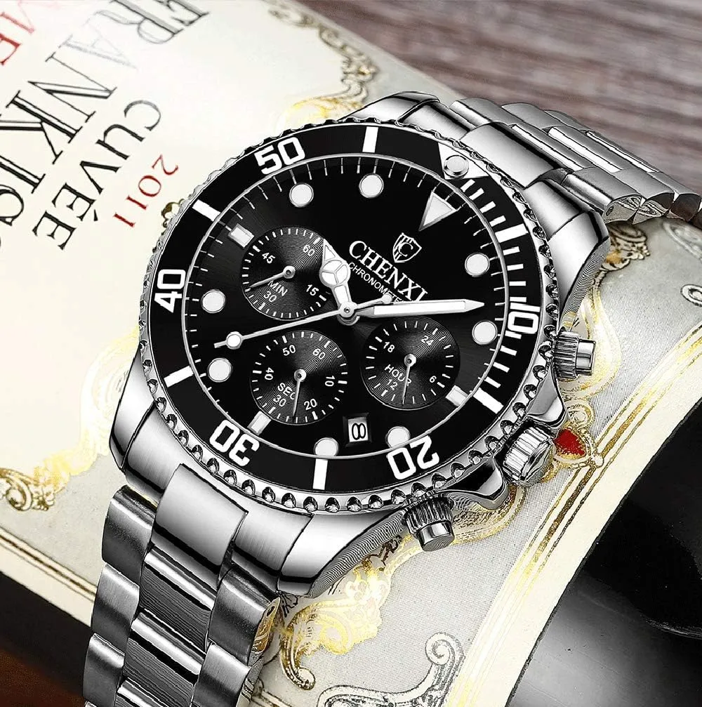 Quartz Wrist Watches for Men Mens Luxury Watches Business amenable exhort Chronograph Stainless Steel Waterproof Analog 