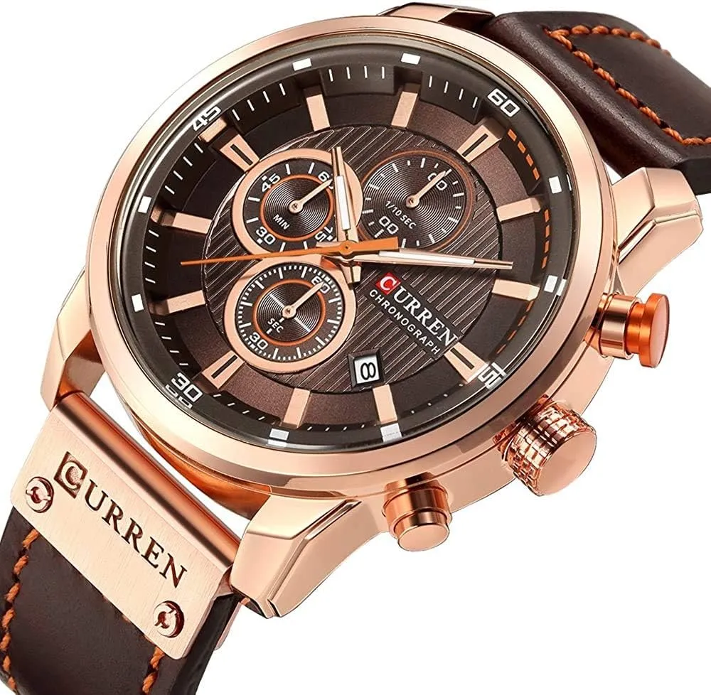 Quartz Wristwatch Gosasa Men creditor elevate Leather Strap Military Watches Men's Chronograph Waterproof Sport Wrist Date 