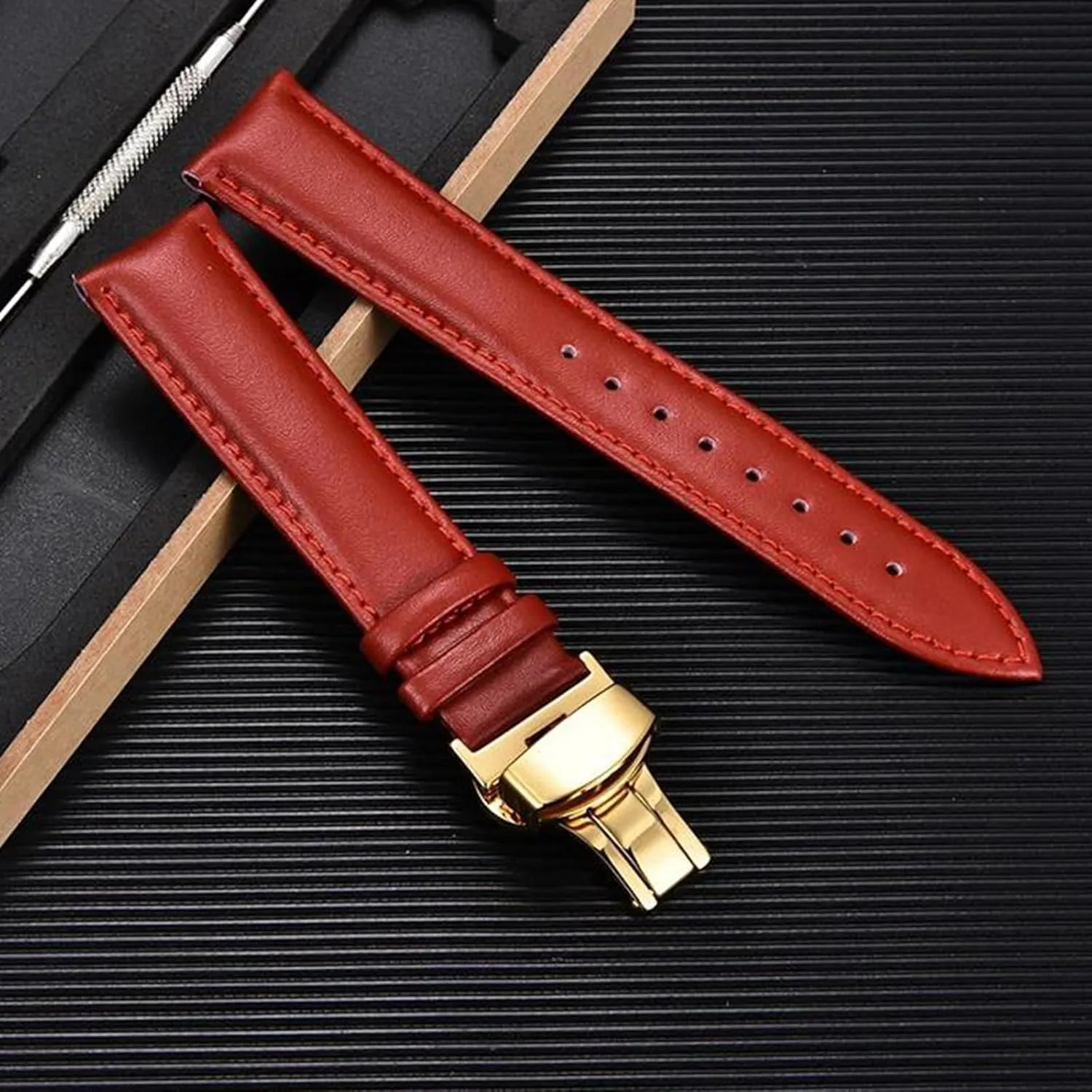 Quick Release Automatic Butterfly Clasp Colored Genuine Leather Watch neutral aviation tendency scale complexity swift Strap for Mechanical Watches 18/20/22/24mm 