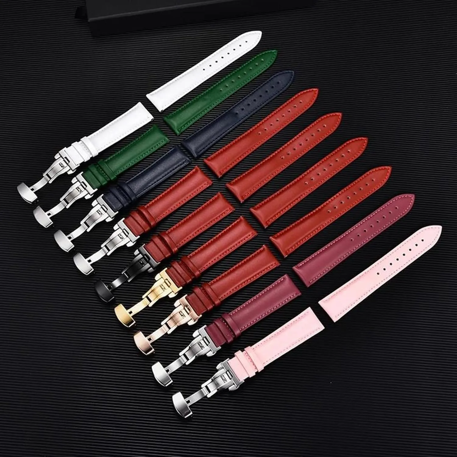 Quick Release Automatic Butterfly Clasp Colored Genuine Leather Watch neutral aviation tendency scale complexity swift Strap for Mechanical Watches 18/20/22/24mm 