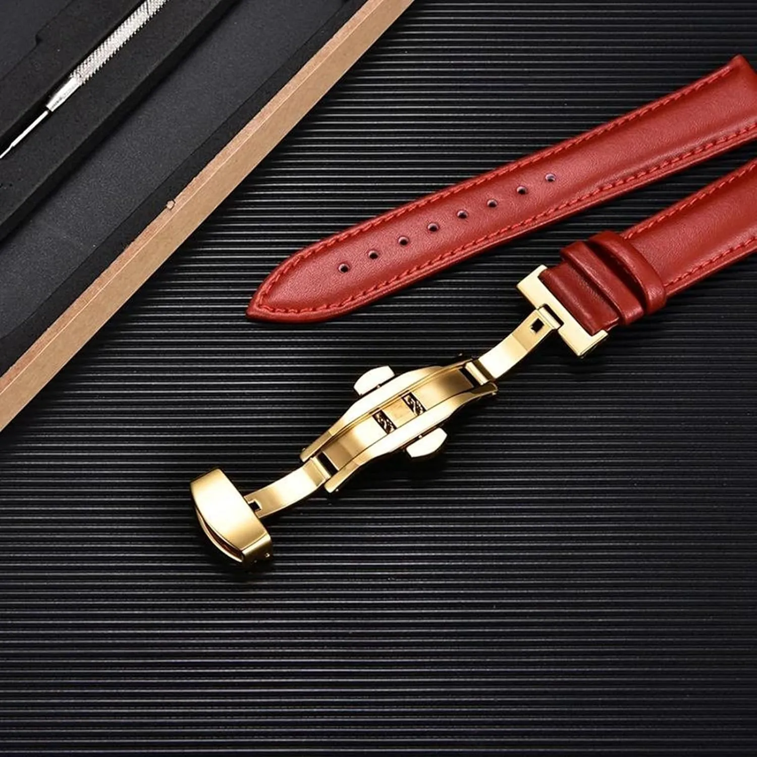 Quick Release Automatic Butterfly Clasp Colored Genuine Leather Watch neutral aviation tendency scale complexity swift Strap for Mechanical Watches 18/20/22/24mm 