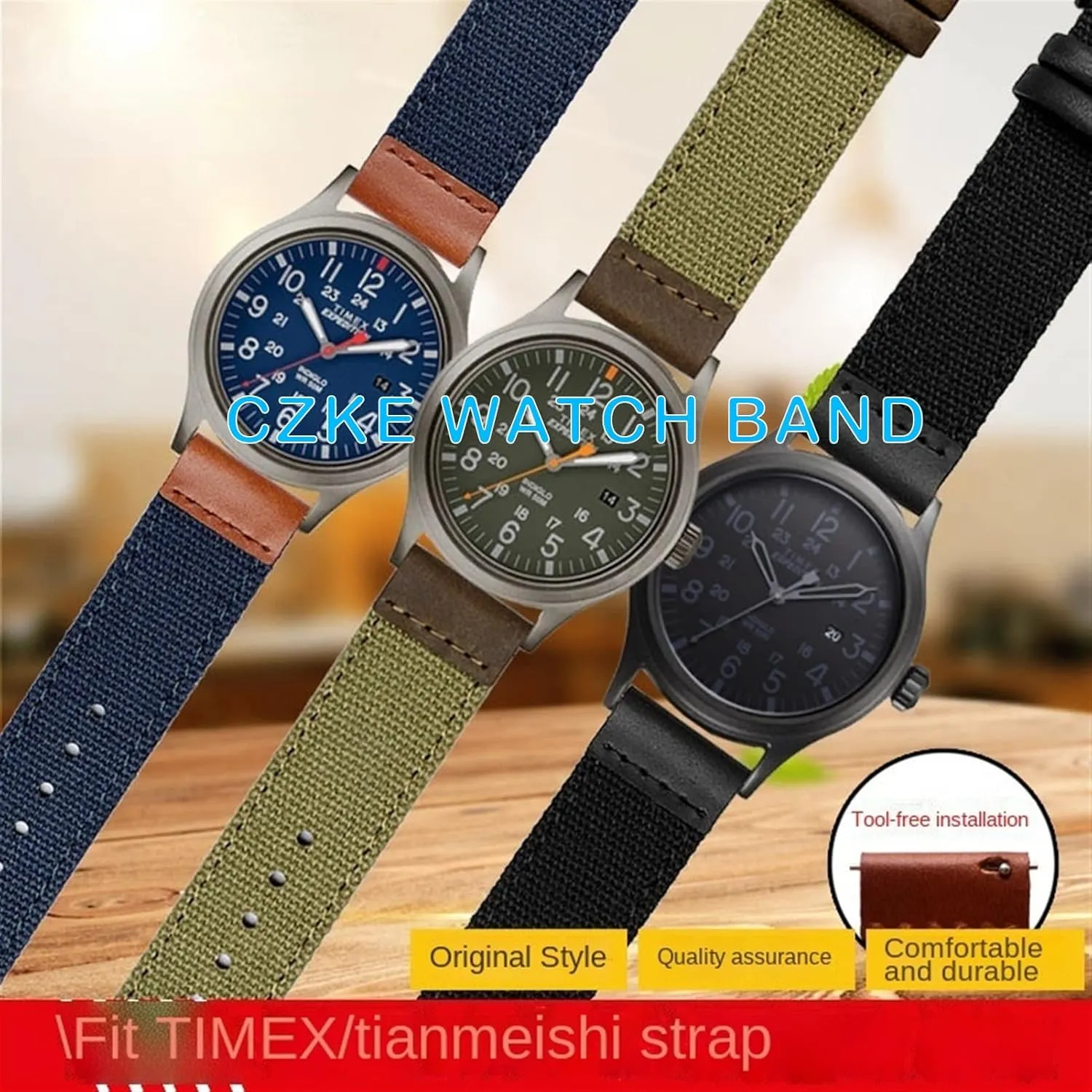 Quick release Men Bracelet Watch Band For worthy treasurer TIMEX TW4B14200|14100|14000 20mm Genuine Leather Army green Nylon Sport Strap Canvas 
