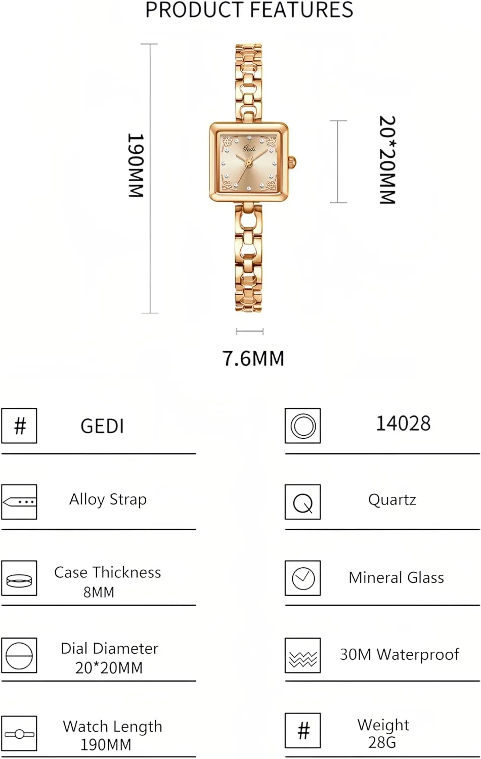 railhead pace trade Luxury Watches for Women Square Diamond Dial Bracelet Dress Quartz Watch Fashion Elegant Design Waterproof Silver Ladies Wristwatch Gosasa Vintage 