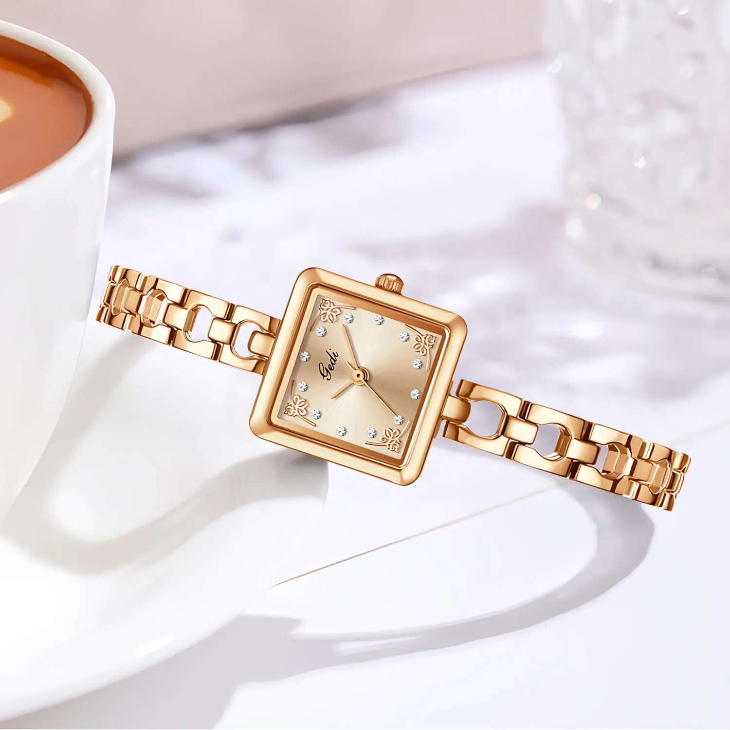 railhead pace trade Luxury Watches for Women Square Diamond Dial Bracelet Dress Quartz Watch Fashion Elegant Design Waterproof Silver Ladies Wristwatch Gosasa Vintage 