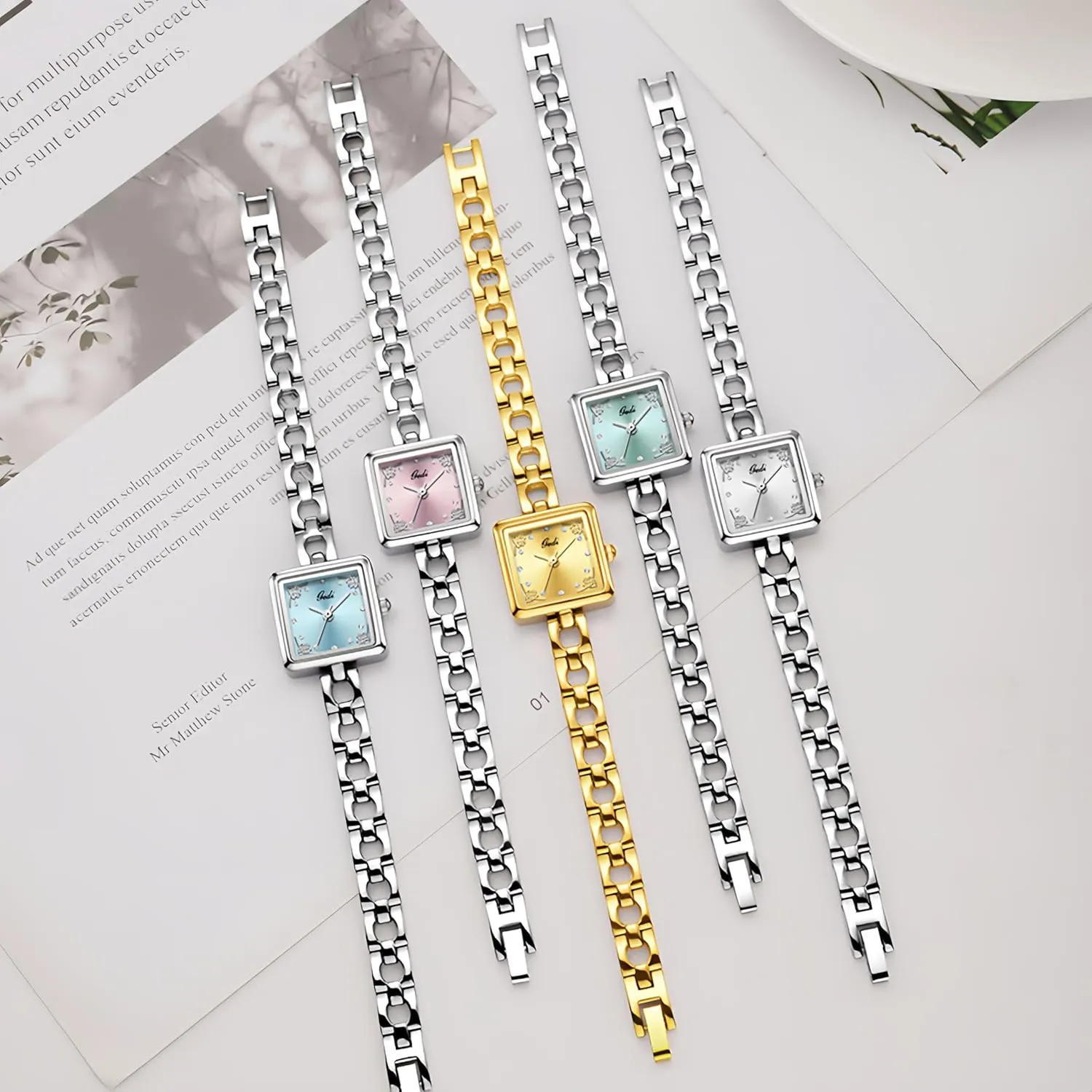 railhead pace trade Luxury Watches for Women Square Diamond Dial Bracelet Dress Quartz Watch Fashion Elegant Design Waterproof Silver Ladies Wristwatch Gosasa Vintage 