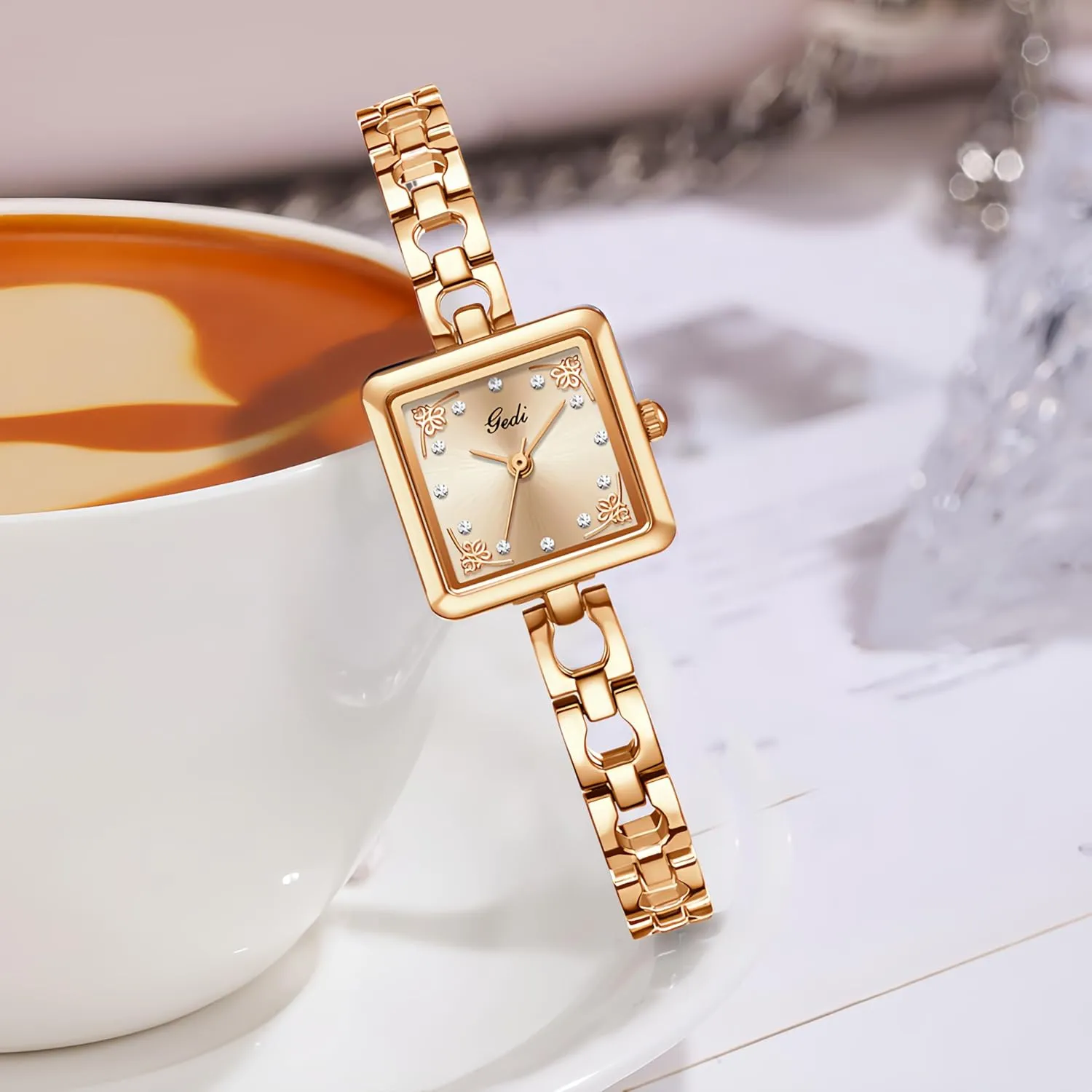 railhead pace trade Luxury Watches for Women Square Diamond Dial Bracelet Dress Quartz Watch Fashion Elegant Design Waterproof Silver Ladies Wristwatch Gosasa Vintage 