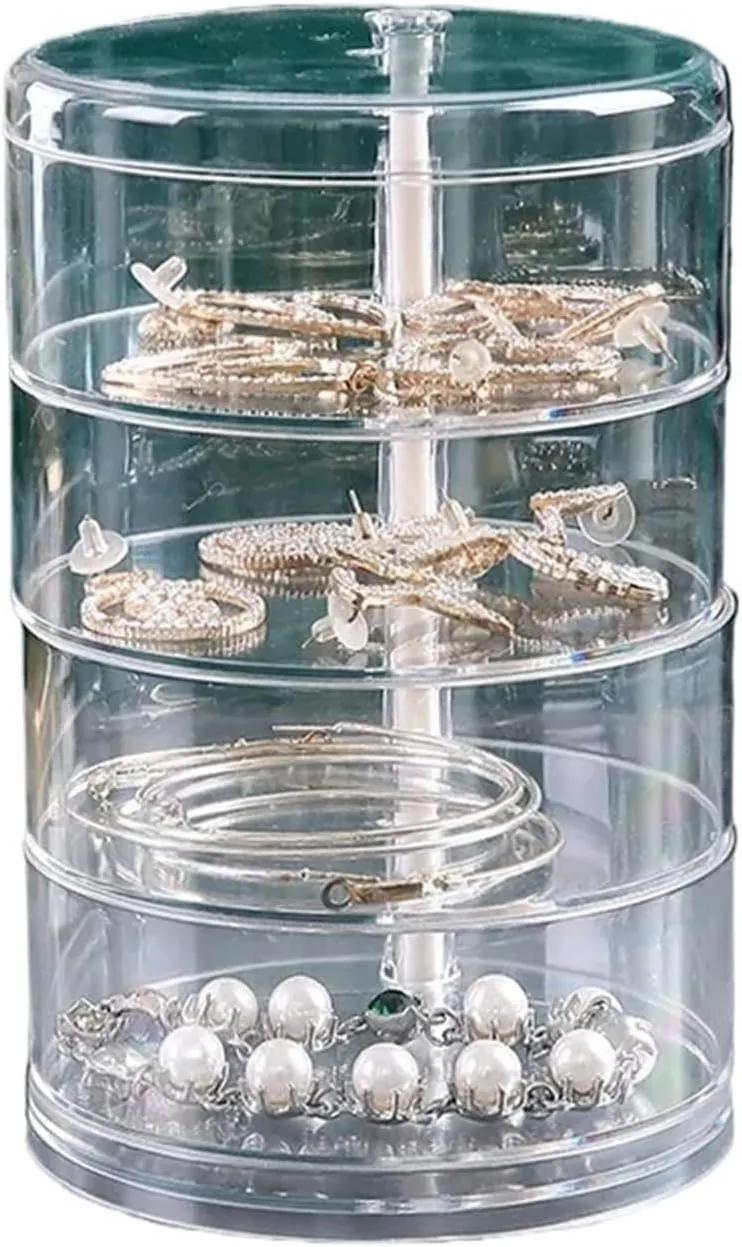 raw map agitate Capacity 3/4/5 Layers Rotating Jewelry Storage Box For Women, Transparent Desktop Organizer(4Layers) 1pc Stylish & Large 