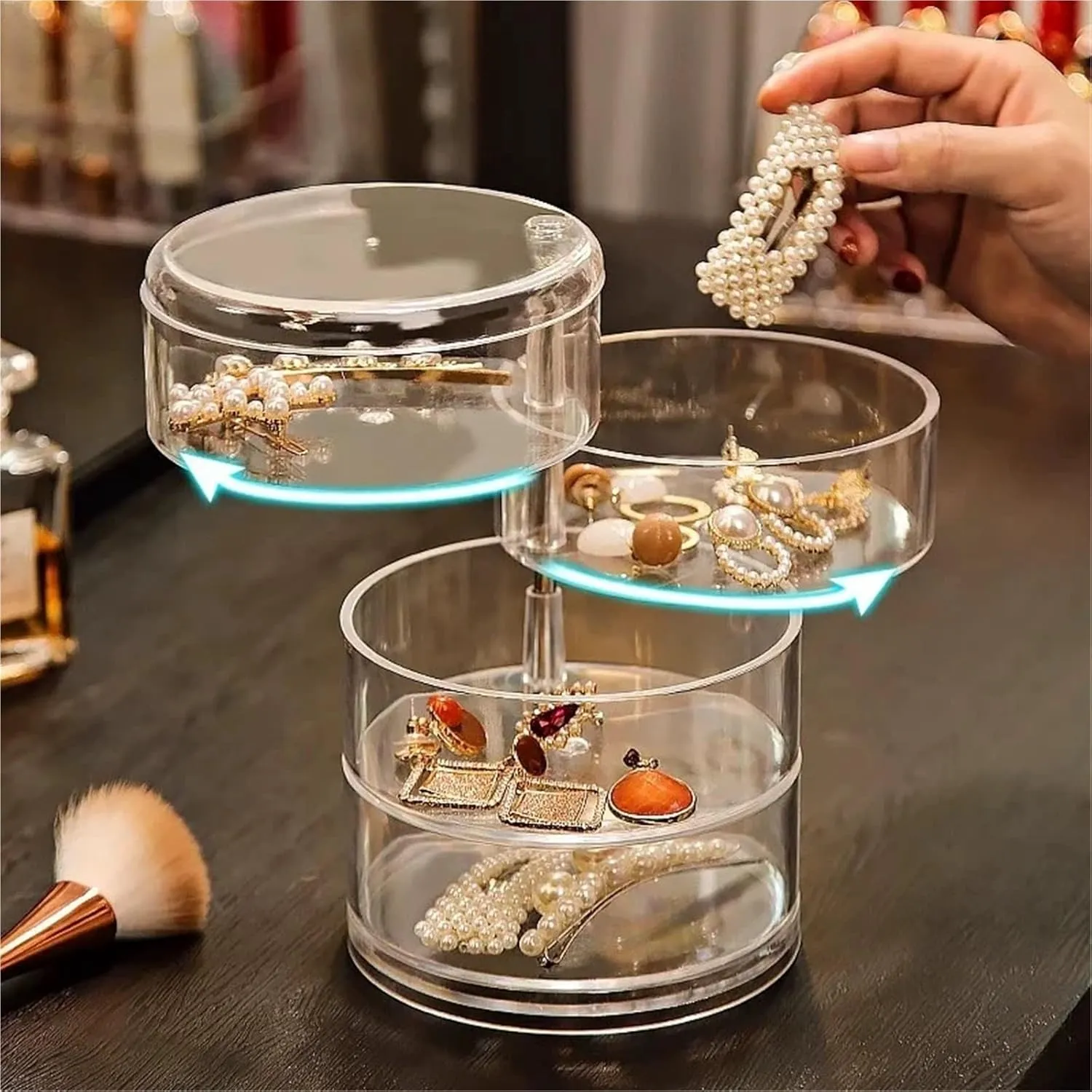 raw map agitate Capacity 3/4/5 Layers Rotating Jewelry Storage Box For Women, Transparent Desktop Organizer(4Layers) 1pc Stylish & Large 