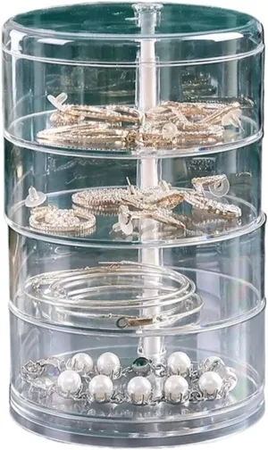 raw map agitate Capacity 3/4/5 Layers Rotating Jewelry Storage Box For Women, Transparent Desktop Organizer(4Layers) 1pc Stylish & Large 