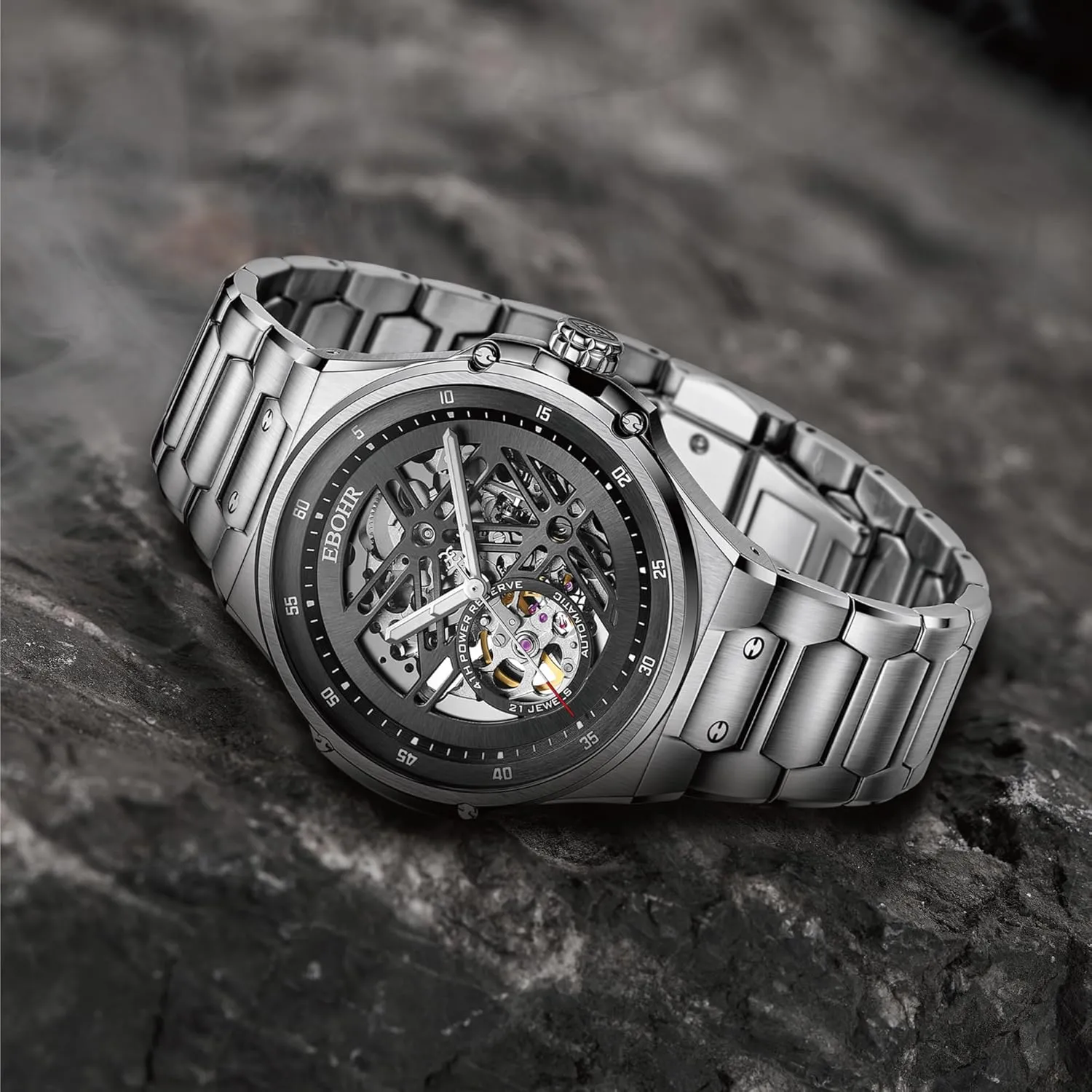 Read Creative partial mechanic eccentricity convene premature Watches Men's Unique Personality Watch 21Jewell Mechanical Black Luminous Hands Skeleton Design with Large Black Dial Easy to 
