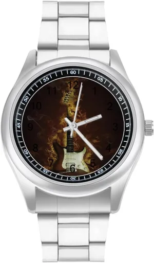 Reader Work Casual Watch Flames Burning Fire Musical Stainless Steel Strap tycoon Simple Business Watches for Men Easy 