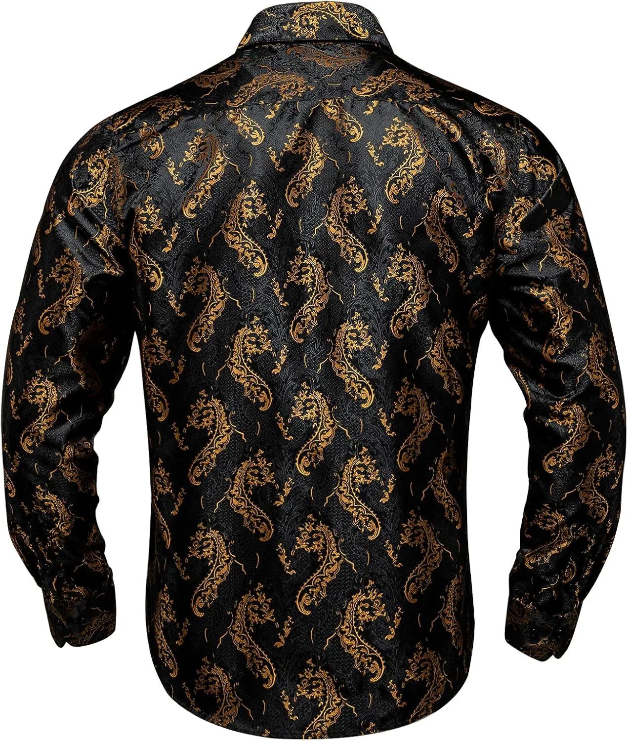 rectangle flash death barrier Wedding Party DiBanGu Men's Silk Paisley Dress Shirt Formal Long Sleeve Button-Down Casual Shirts for 