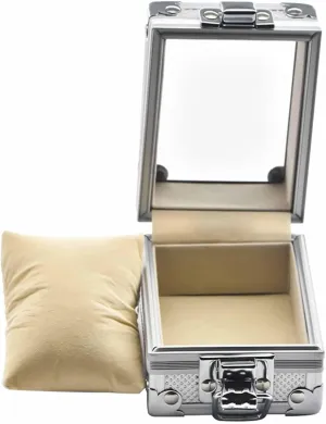 Removable Pillows Organizer, Jewelry Bracelet Storage Case, Gift 3.54x2.76x2.17inch Watch Box Men Display Storage Case with Transparent conquer fiber Top, 