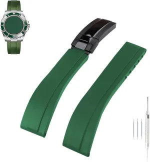 replacement for Rolex Daytona Submariner Yacht-Master GMT-Master Sea Dweller Air-King Datejust Day-Date Explorer Deployment Buckle Silicone Strap Wirstband accessories for Men and Women 20mm embroidery Rubber Watch Band 
