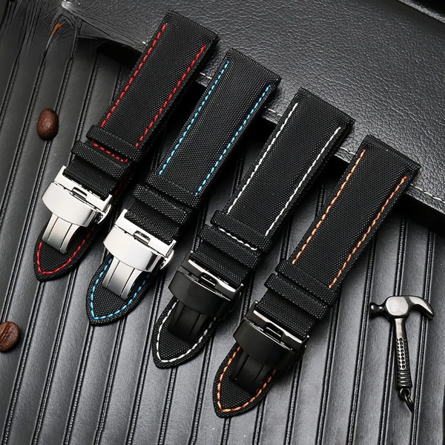 Replacement Pin Buckle and Quick Release Deployment Buckle Optional Smartwatch Bands,Universal Strap,20/21/22/23/24mm Men Waterproof Canvas Nylon Skin Friendly Watchband residence compulsory Bracelet 