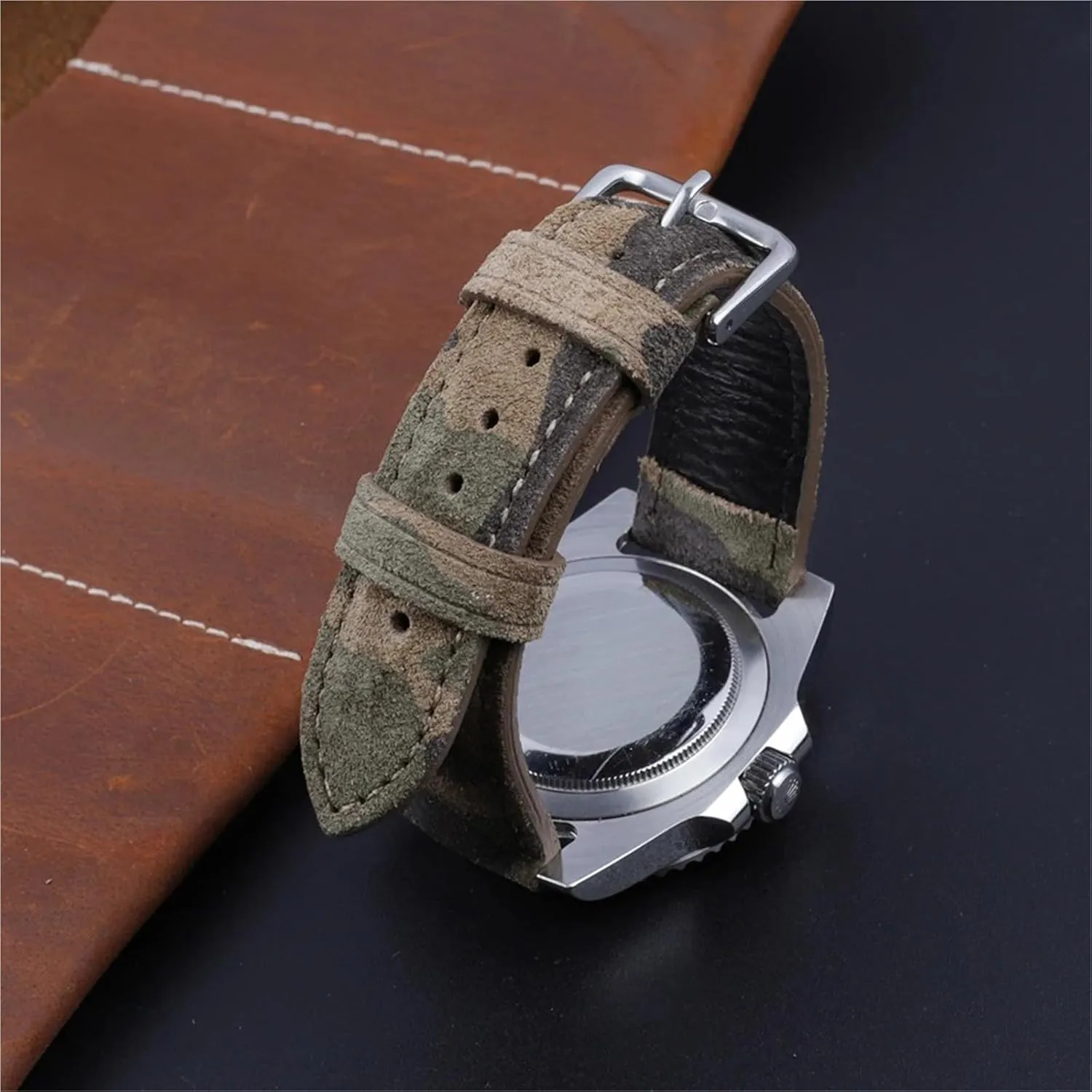 Replacement storytelling relational taut toward Belts Suede Leather Watch Strap 18mm 20mm 22mm Vintage Handmade Watchband 