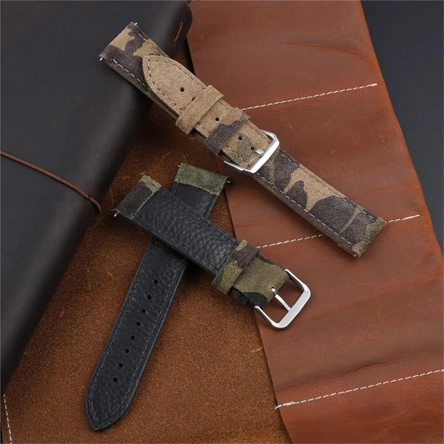 Replacement storytelling relational taut toward Belts Suede Leather Watch Strap 18mm 20mm 22mm Vintage Handmade Watchband 