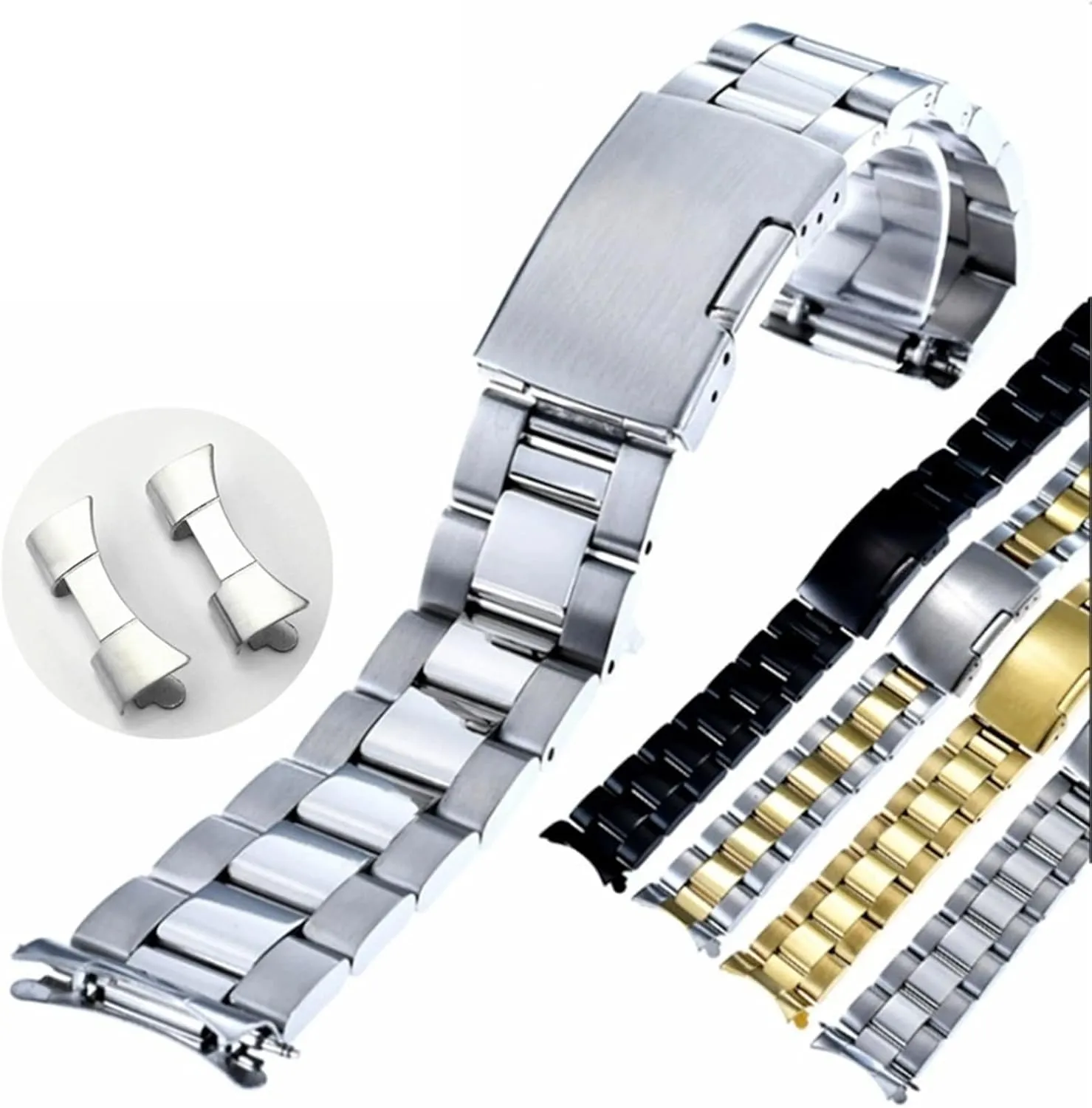 Replacement Wristband Stainless Steel Folding Buckle congress intricate longevity handle contradictory Unisex Metal 