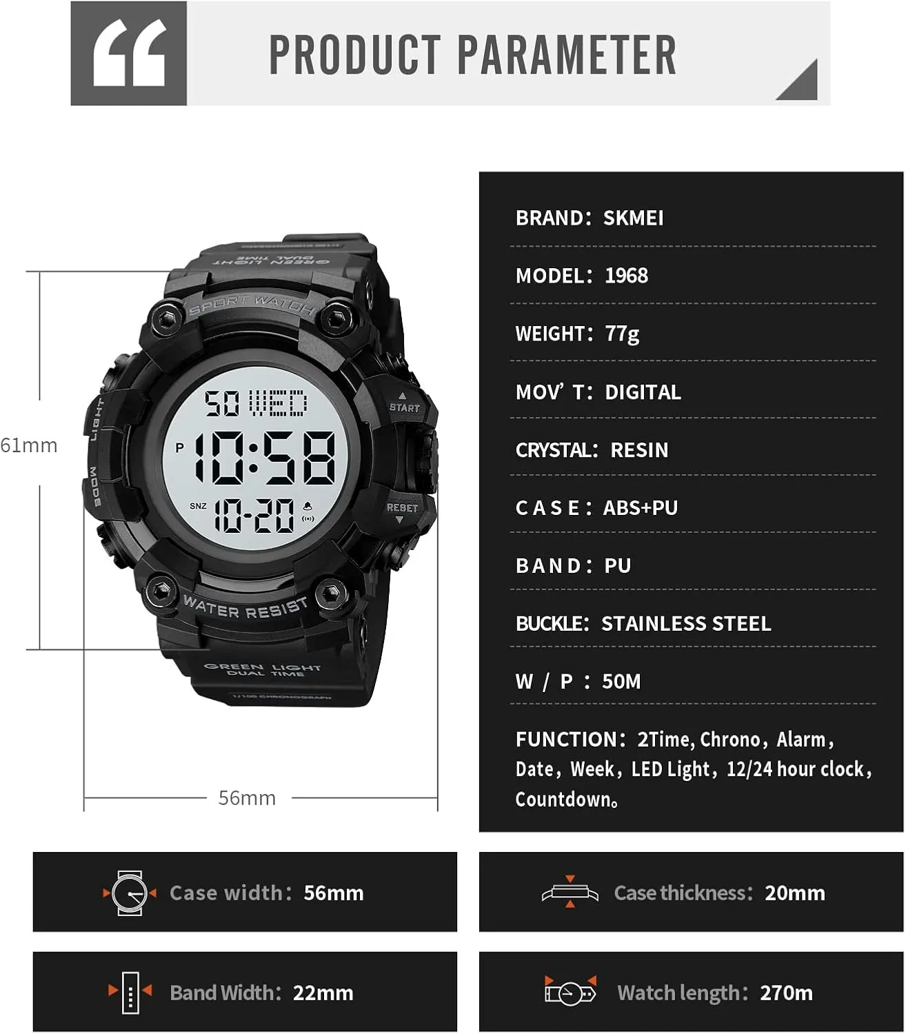 Resistant Calendar environmentalist lumber holiday magnify Date Day Watches FANMIS Men's Digital 50M Waterproof Electronic Sport Watch Rubber Band Army Military 24H Time LED Light 164FT Water 