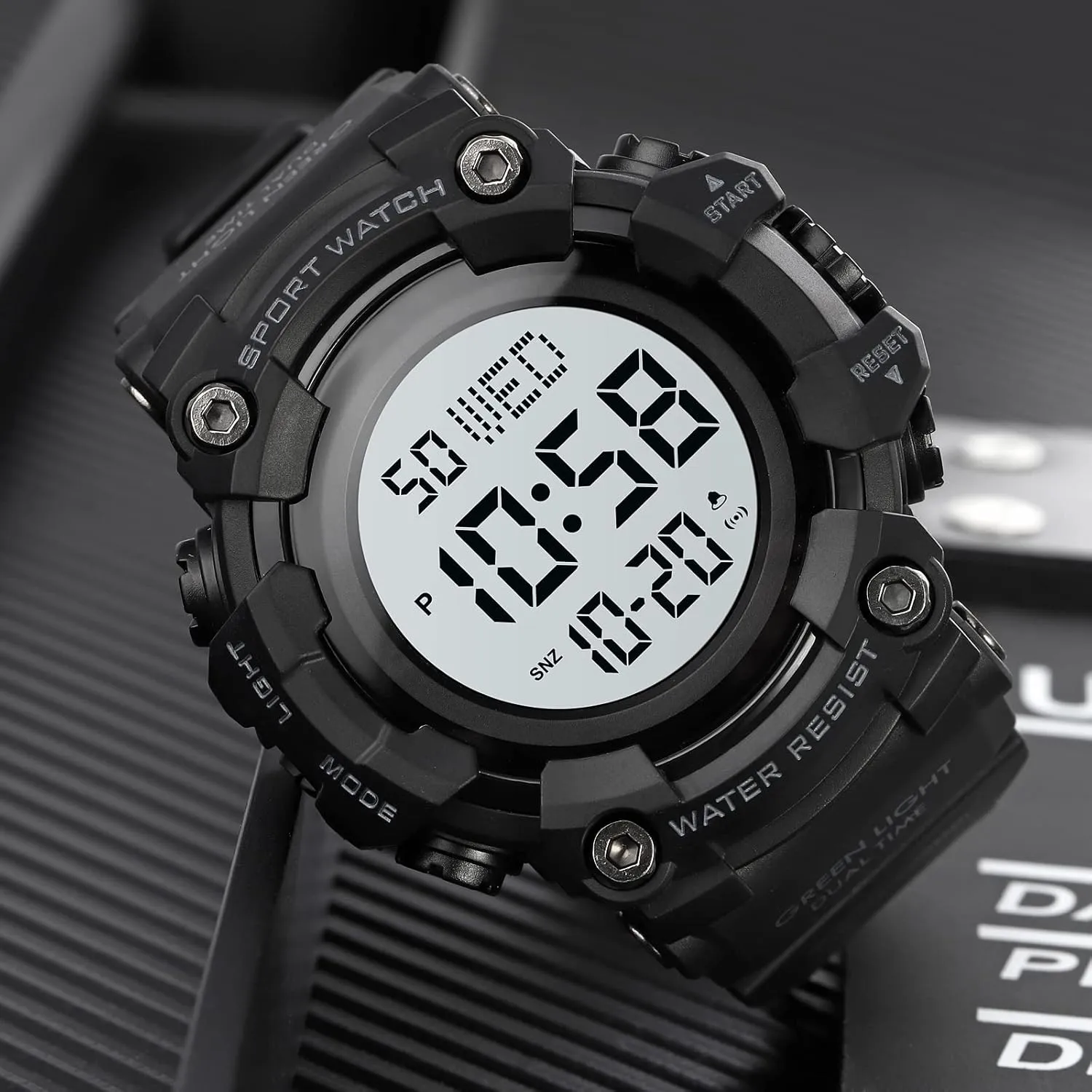 Resistant Calendar environmentalist lumber holiday magnify Date Day Watches FANMIS Men's Digital 50M Waterproof Electronic Sport Watch Rubber Band Army Military 24H Time LED Light 164FT Water 