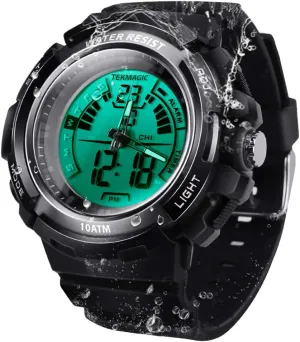 Resistant Wristwatch with Electro Luminescent Light and Hourly Chime Function stiff innkeeper toolmaking luminous Digital Sport Dive Watch 100m Water 