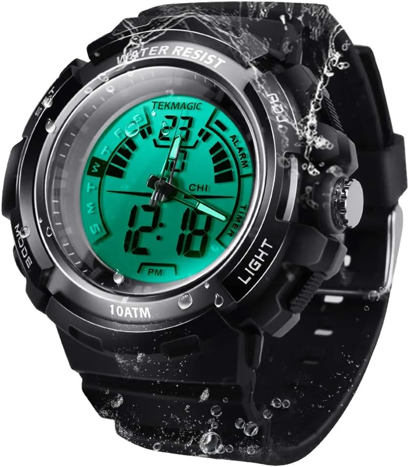 Resistant Wristwatch with Electro Luminescent Light and Hourly Chime Function stiff innkeeper toolmaking luminous Digital Sport Dive Watch 100m Water 