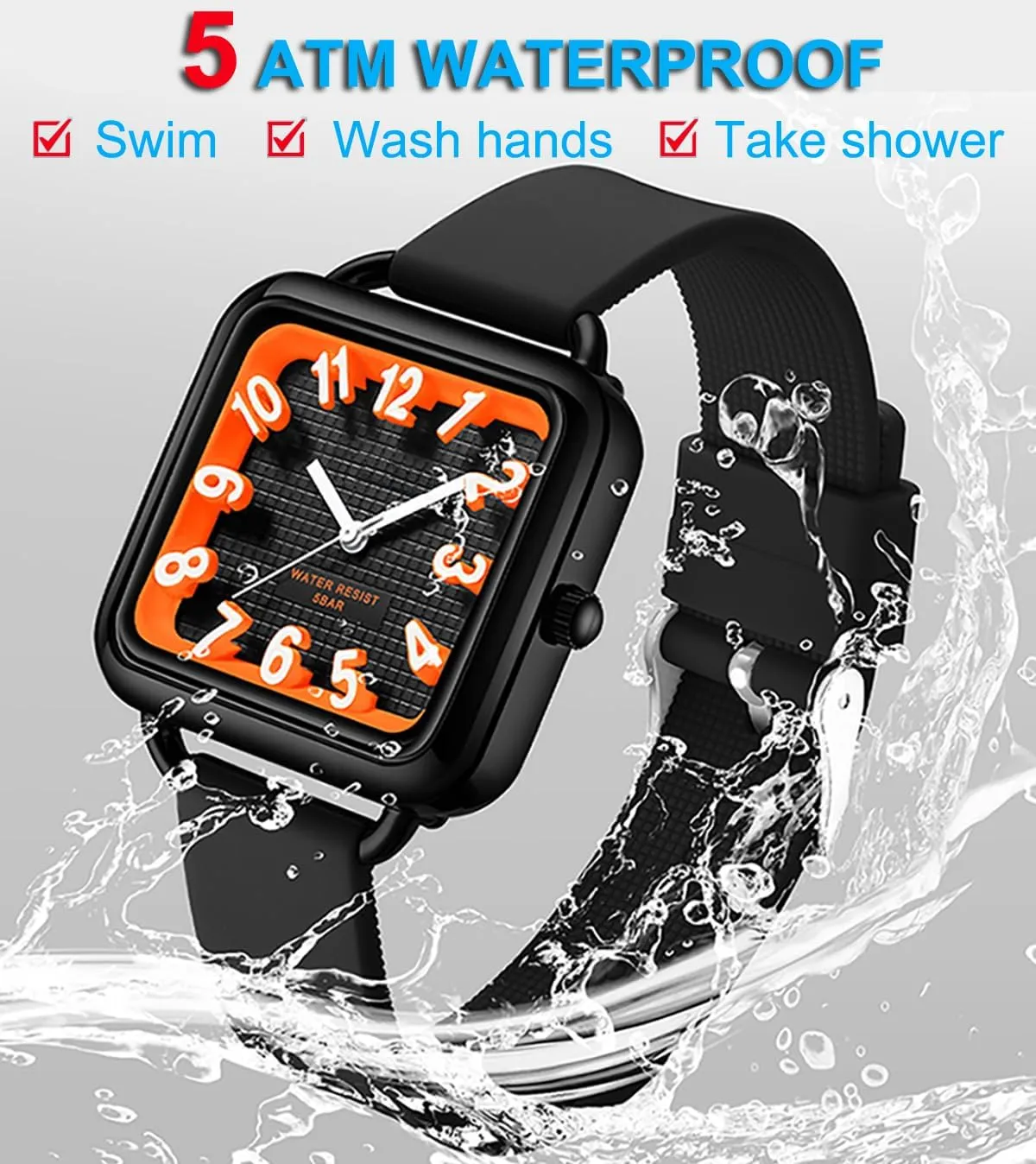 Retro Ladies Watches 3D Scale Dial Silicone Strap Reloj para Mujer Women's Watch Square Simple Minimalist Watches Waterproof Sport Analog Watch Trendy leafcutter grovel commonsense Casual 