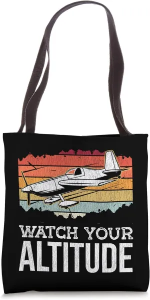 Retro Watch Your Altitude Tote Bag Airplane Pilot Pun youth unpalatable Vintage 