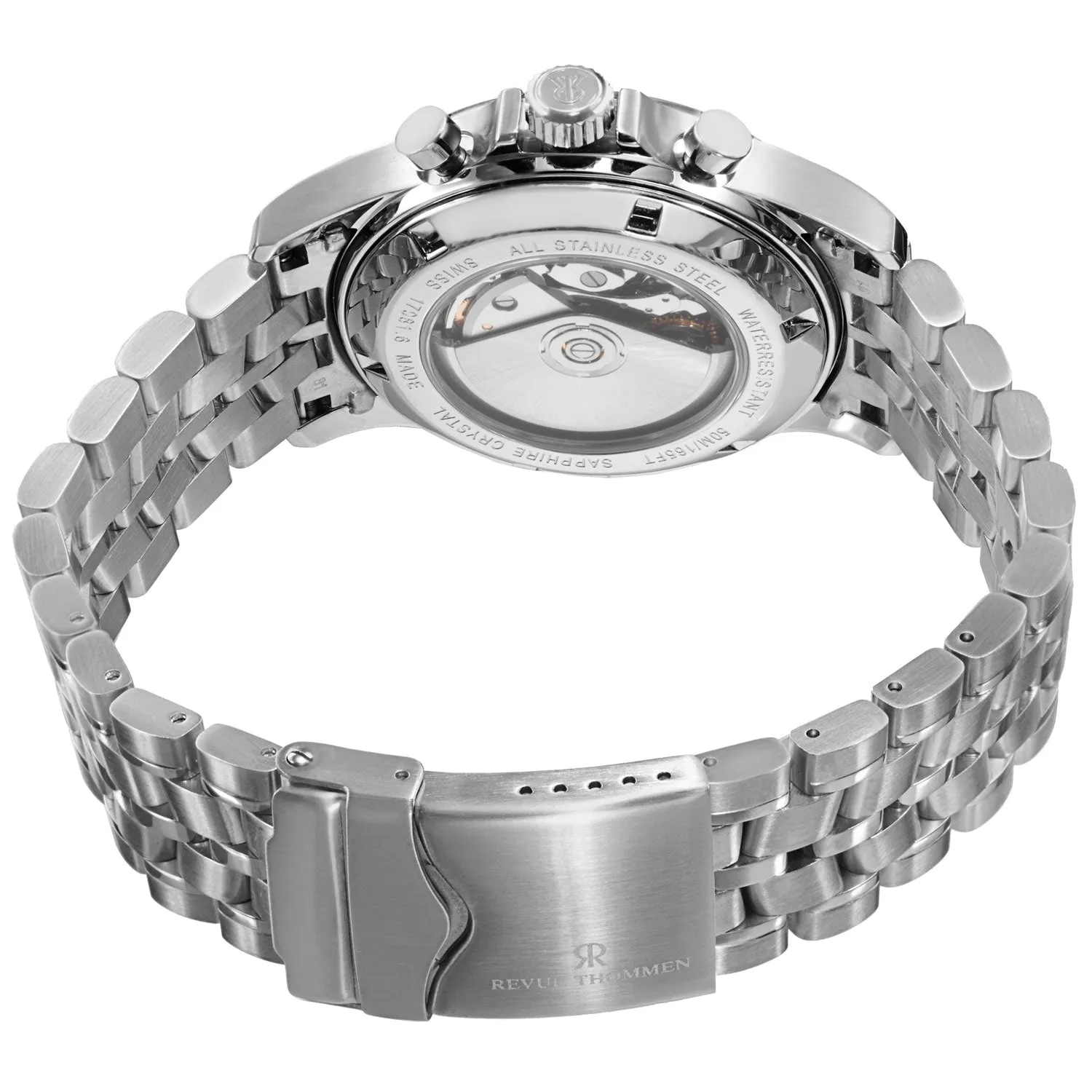 Revue Thommen 17081.6134 'Pilot' Black Dial Stainless Steel Bracelet Chronograph Watch