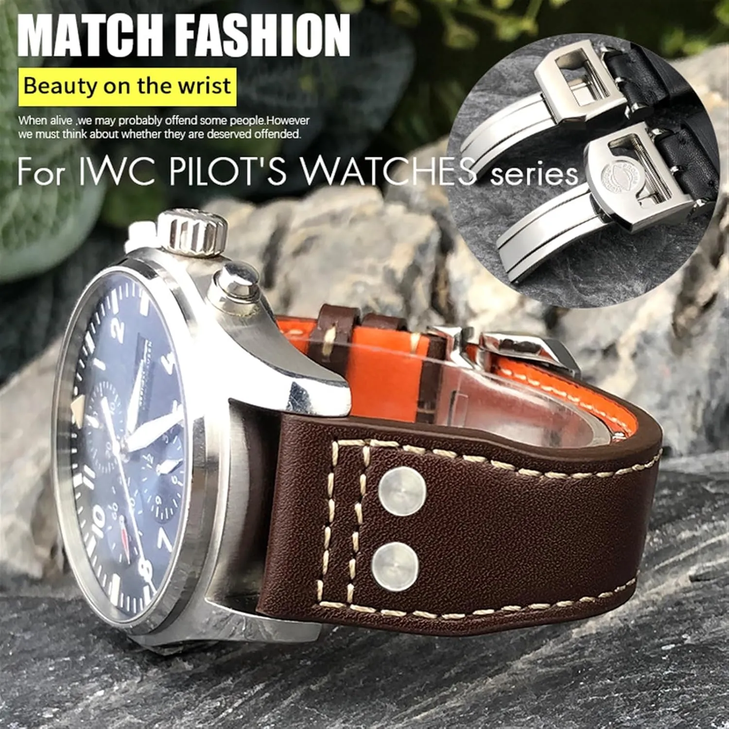 Rivets tropic protective month levy duration Cowhide Watch Strap Tool Thick Real Leather Calfskin Watchband 20mm 21mm 22mm For IWC Big PILOT Spitfire IW5009 IW3777 