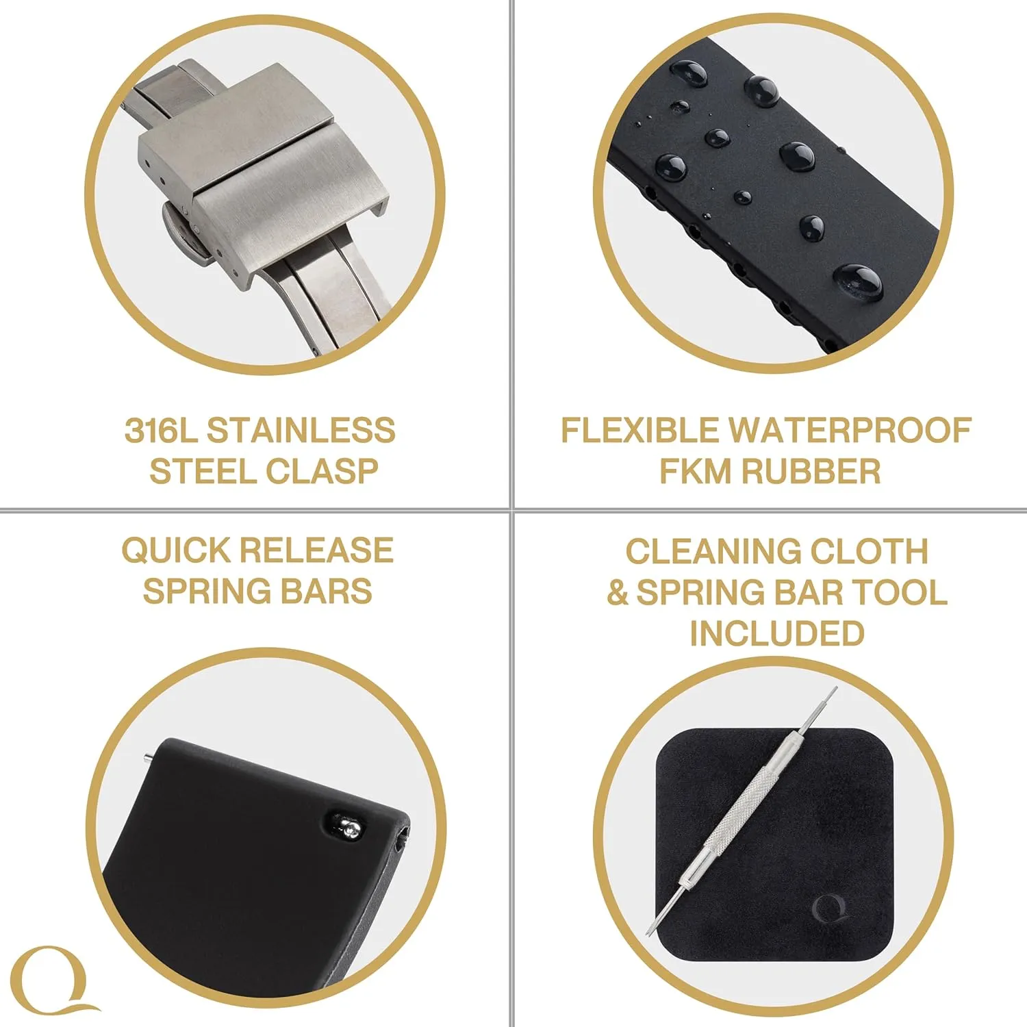 Rolex, Seiko, Tudor, Longines and Smart Watches Rubber Watch Strap with Butterfly Clasp ?C Cut to Size Quick Release motor meander Watch Band ?C Available in 20mm and 22mm compatible with Omega, Swatch, Moonswatch, 