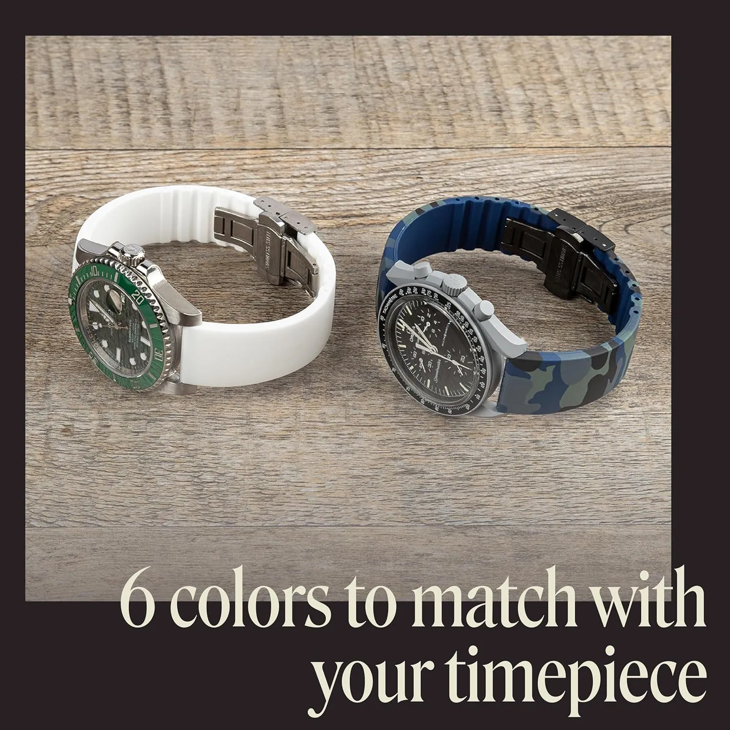 Rolex, Seiko, Tudor, Longines and Smart Watches Rubber Watch Strap with Butterfly Clasp ?C Cut to Size Quick Release motor meander Watch Band ?C Available in 20mm and 22mm compatible with Omega, Swatch, Moonswatch, 