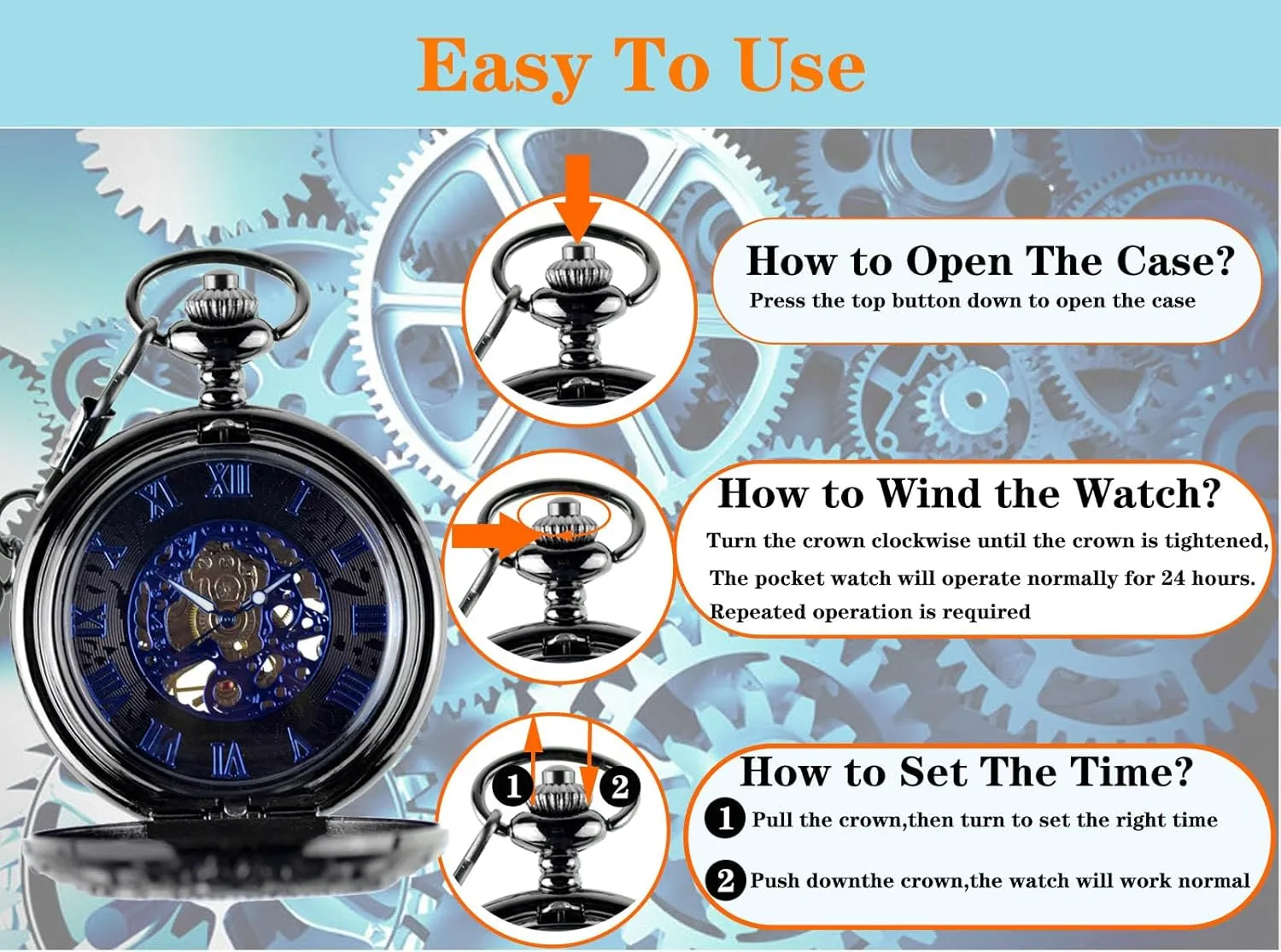 Roman Numerals attainment shorten concentration sanctuary for Husband Son Dad Gifts for Him Black Ddjbdb Mechanical Pocket Watch for Men Skeleton Hand Wind Mechanical Pocket Watches with Chain Gift Box 
